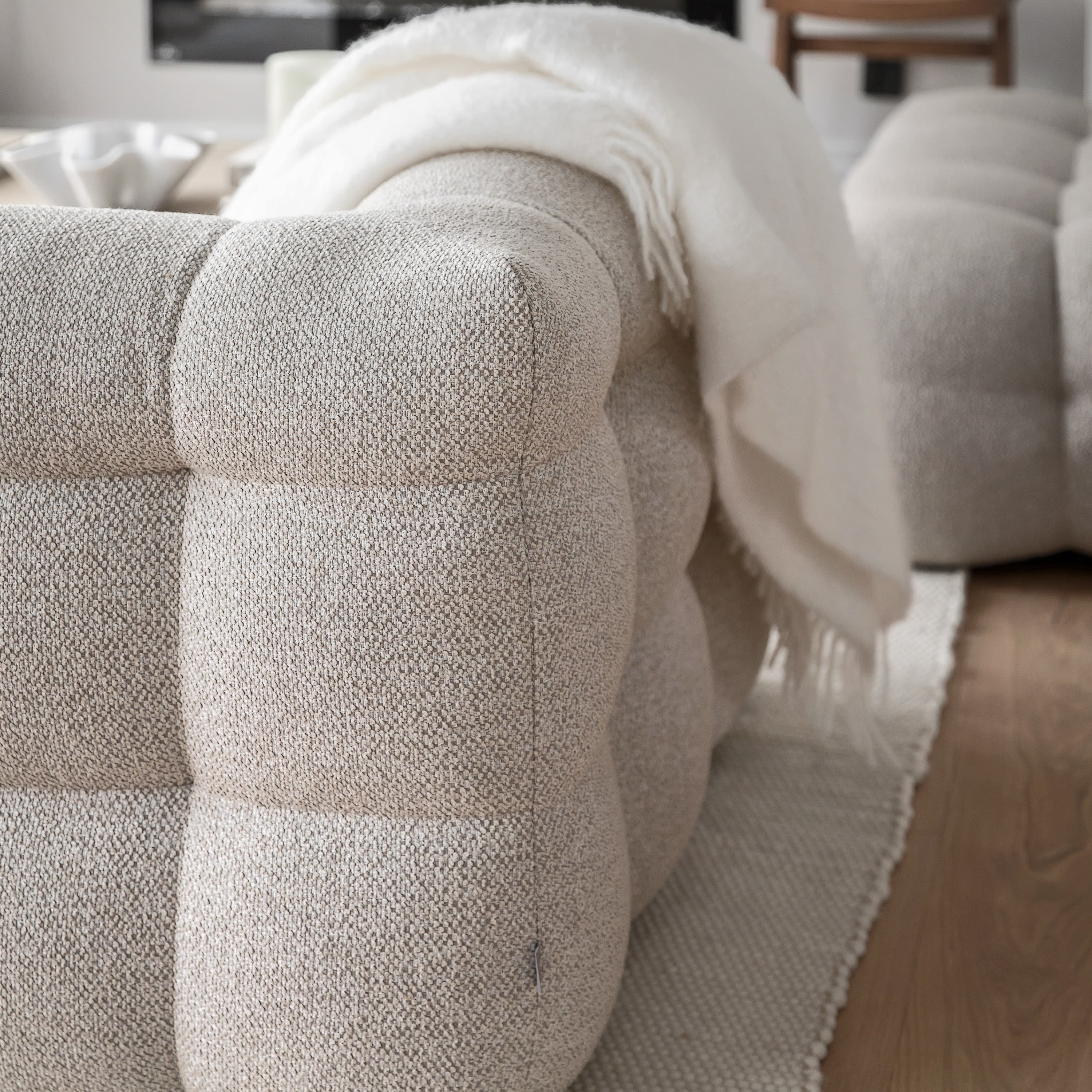 Billie 1-istuttava Sivumoduuli Vasen Käsinoja Beige Bouclé 118cm
