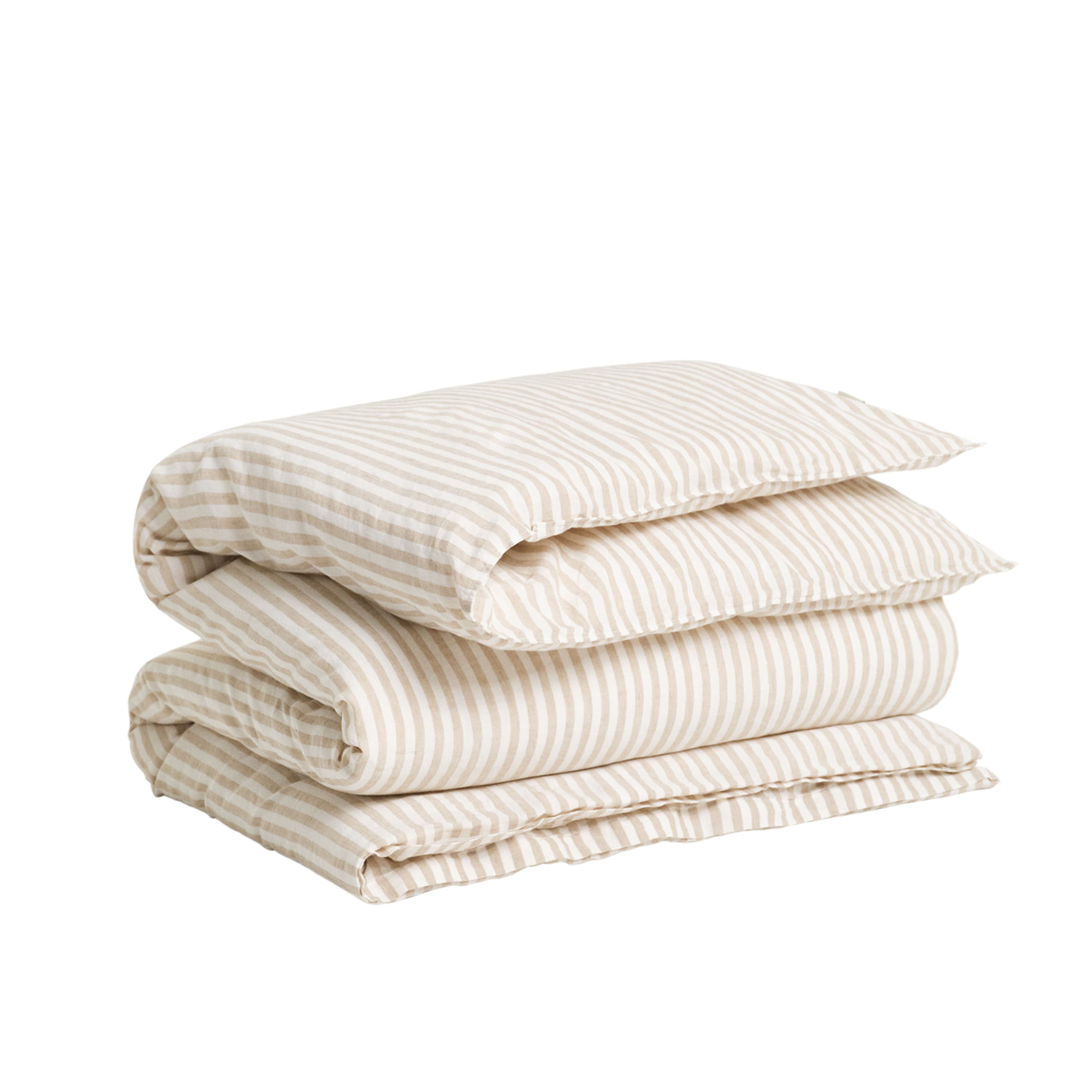 Cotton Linen Stripe Pussilakana Oat Beige 150x210
