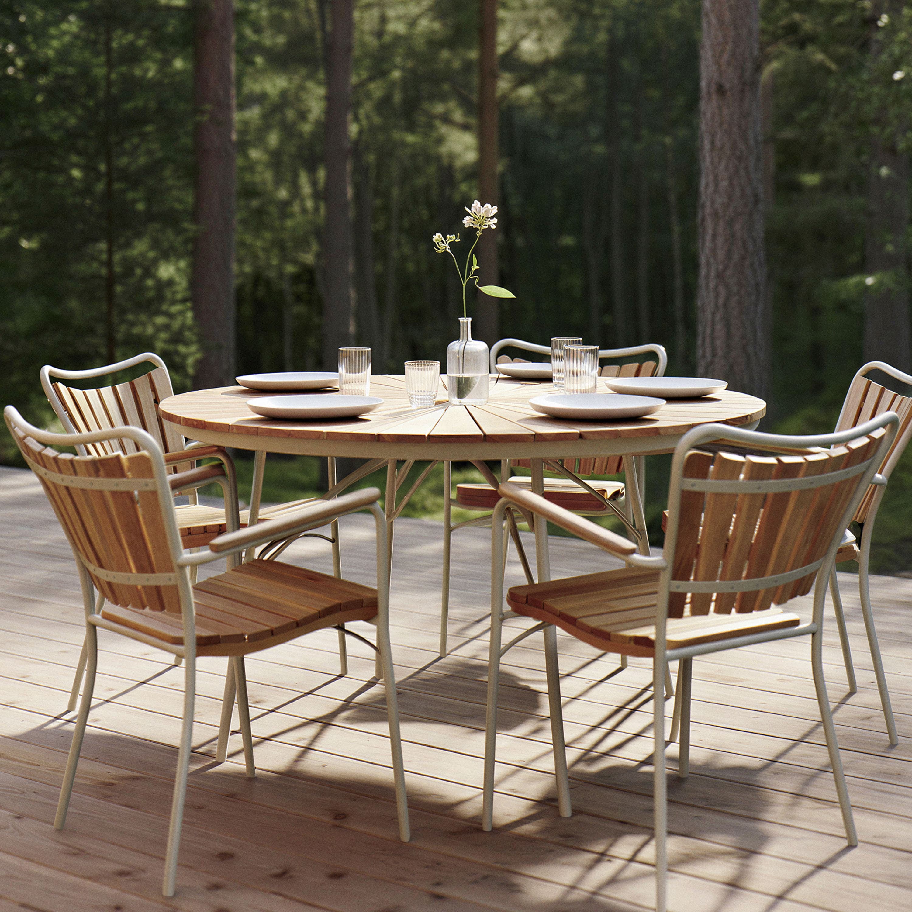 Ellen Ruokapöytä Sandy Grey/Teak Ø130