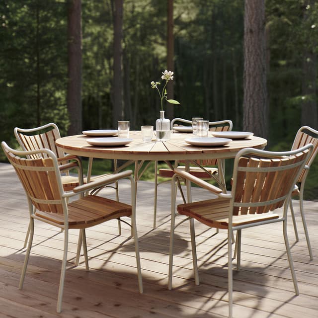 Ellen Ruokapöytä Sandy Grey/Teak Ø130