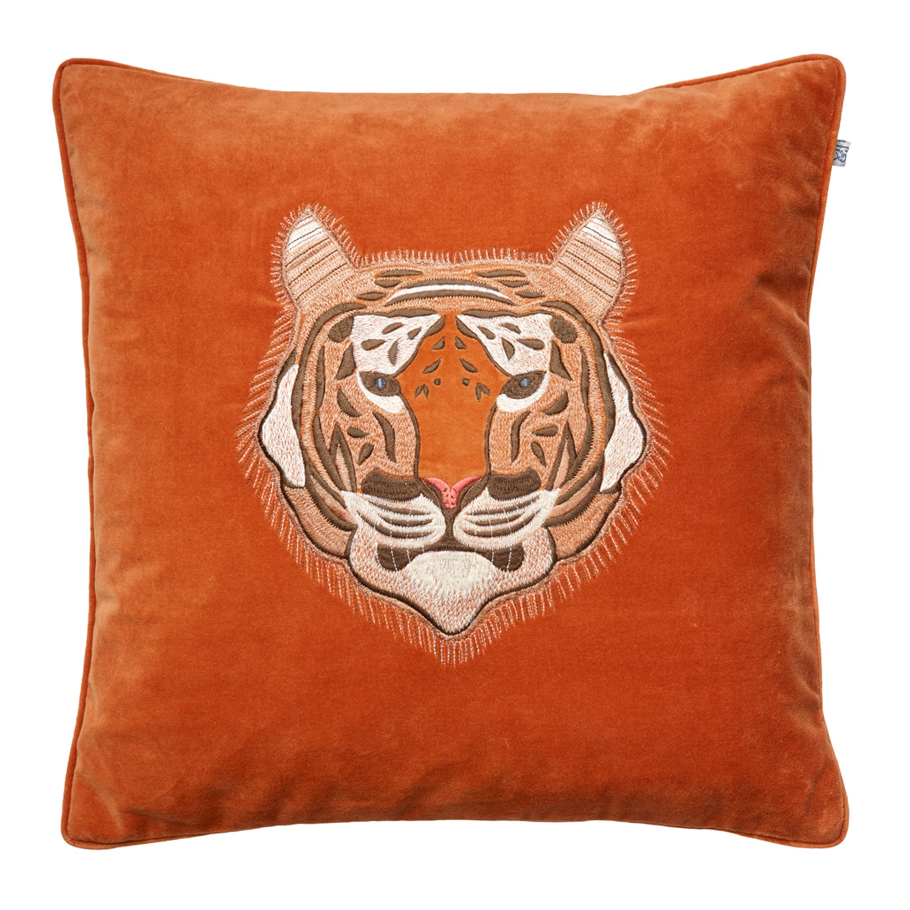 Brodeerattu Tiger Tyynynpäällinen Sametti Oranssi 50x50