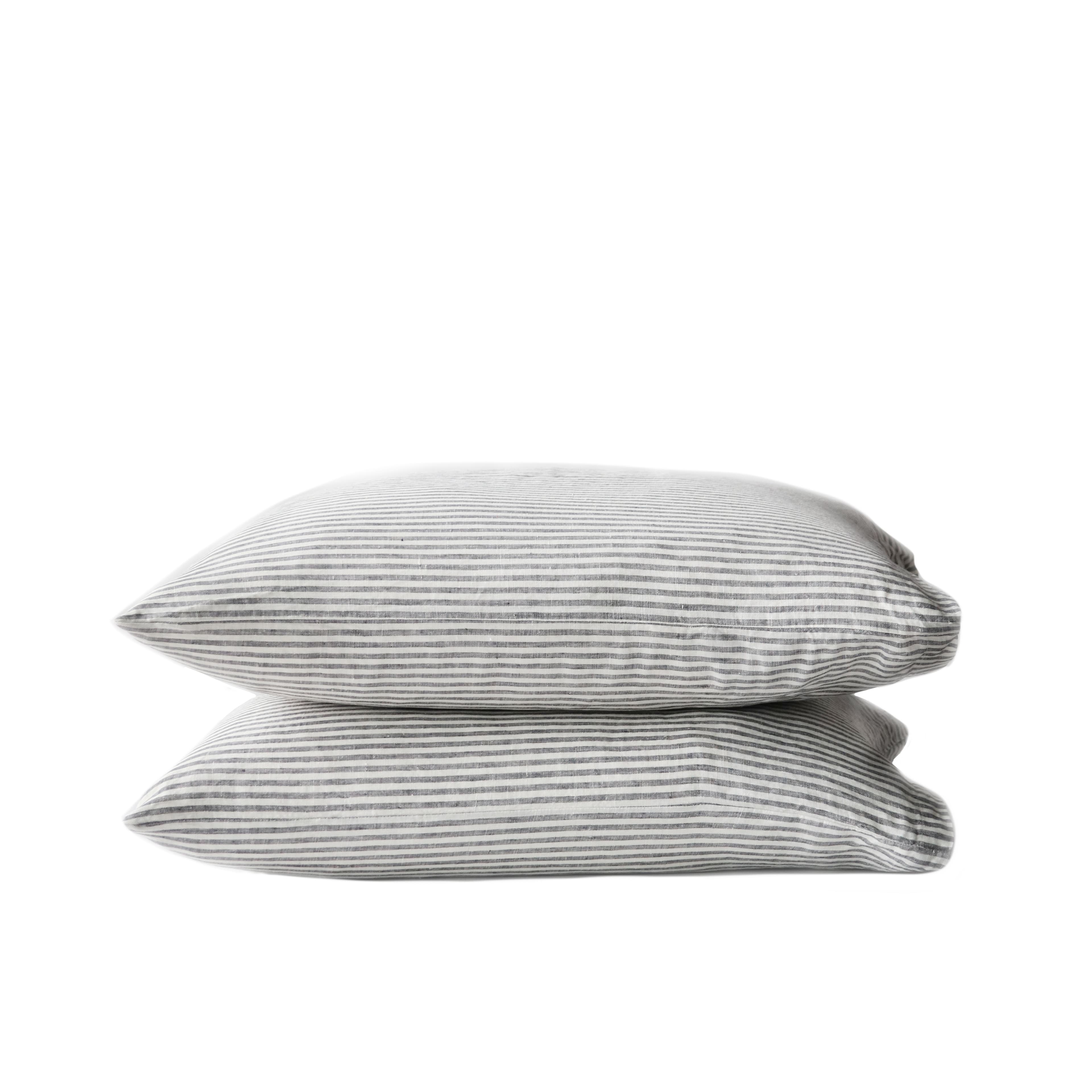 Tyynyliina pellava grey/white 50x60 2-pack