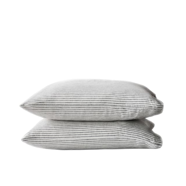 Tyynyliina pellava grey/white 50x60 2-pack