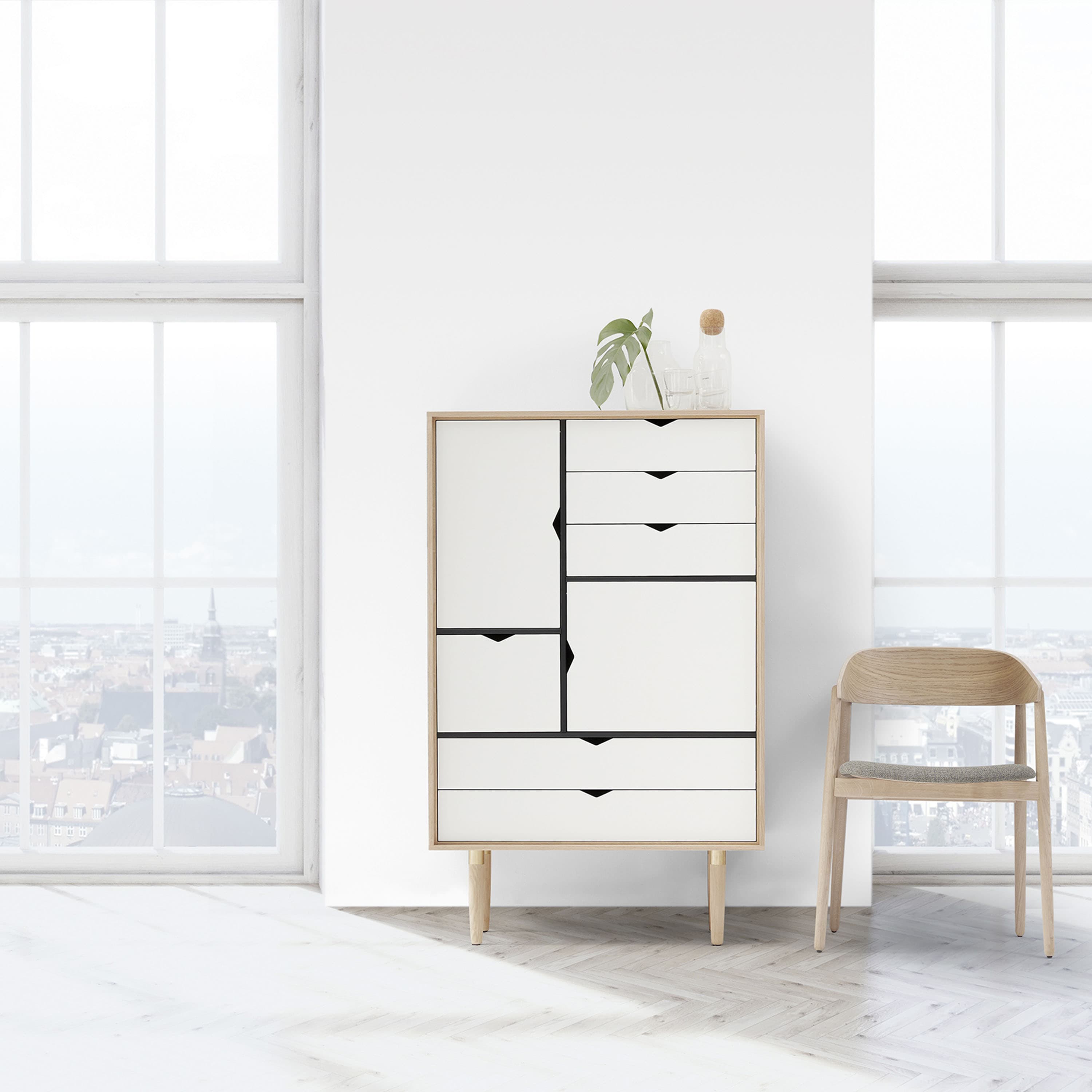 S5 Kaappi Saippuakäsitelty Tammi/Valkoinen 83x132