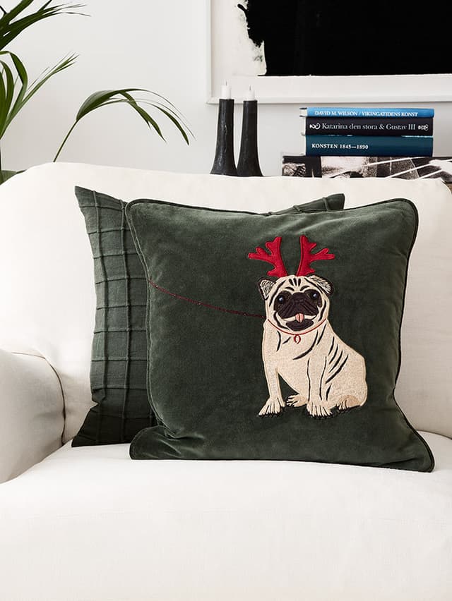 Holiday Dog Tyynynpäällinen Velvet Forest Green 50x50