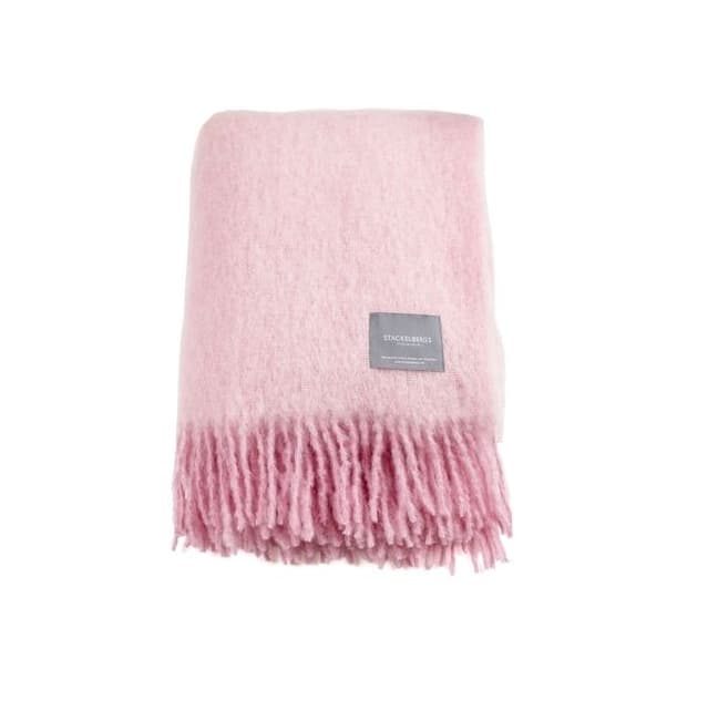 Mohair torkkupeitto mellow rose/brick melange