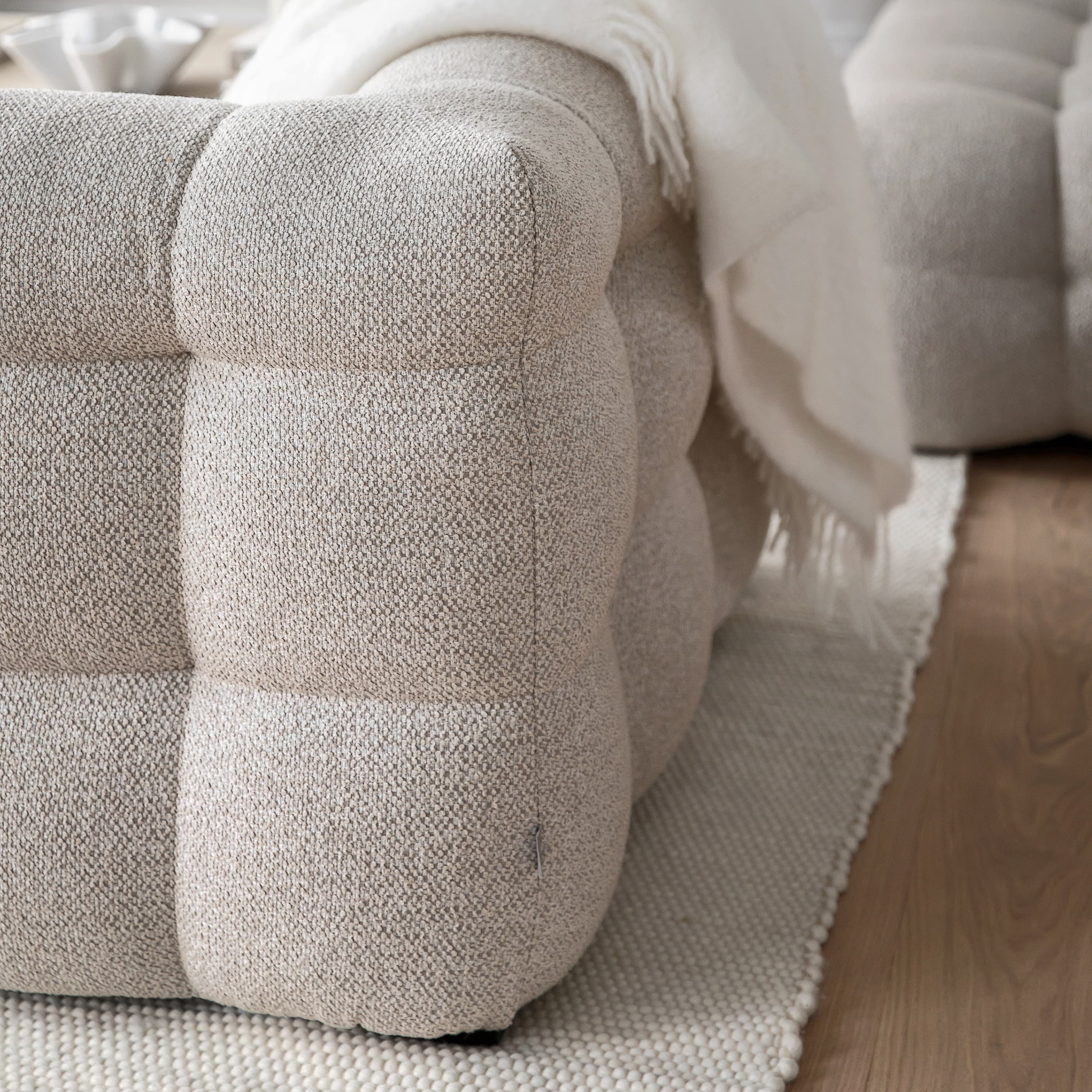 Billie 3-istuttava Sivumoduuli Oikea Käsinoja Beige Bouclé 202cm