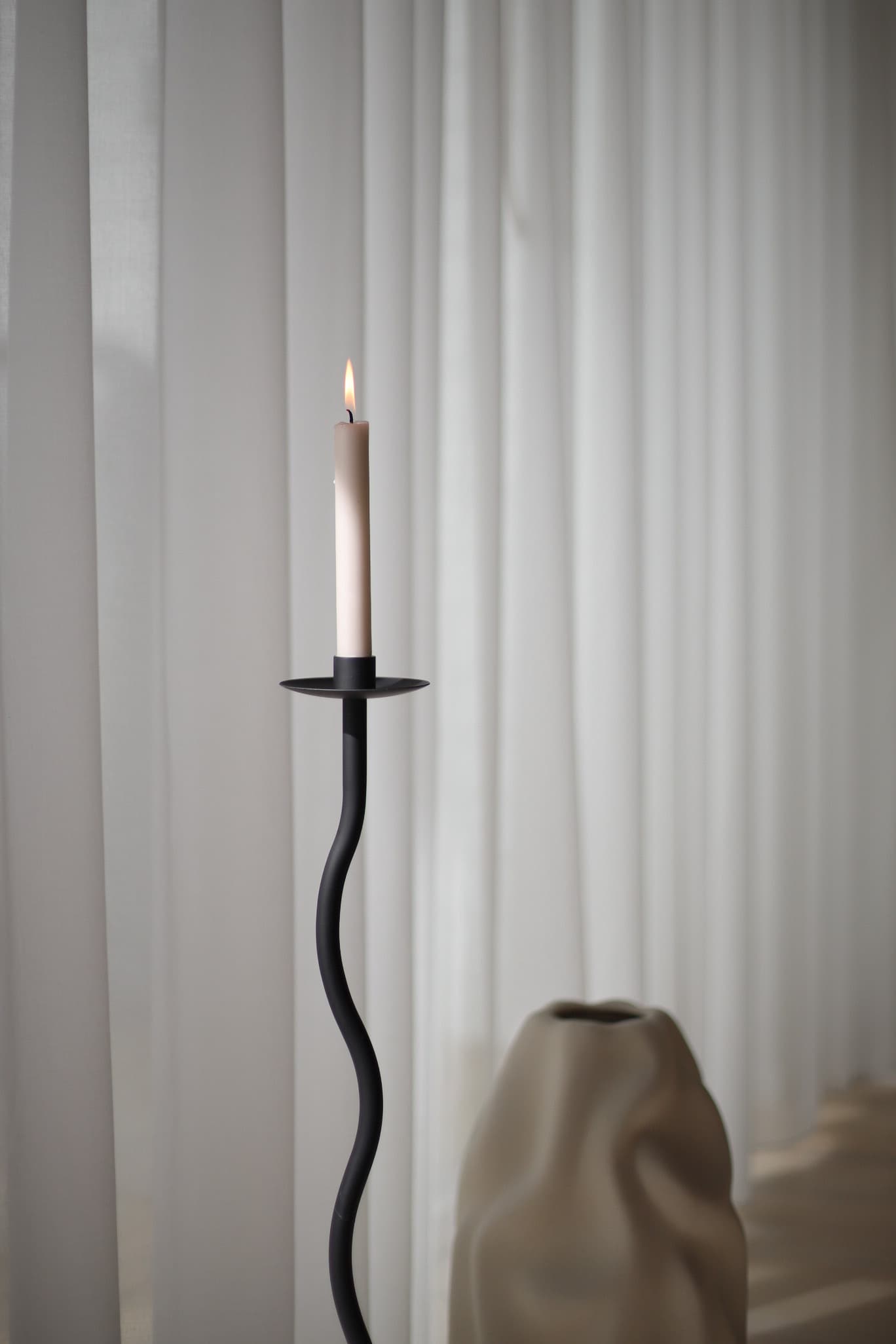 Curved Lattia Kynttilänjalka Black 75cm