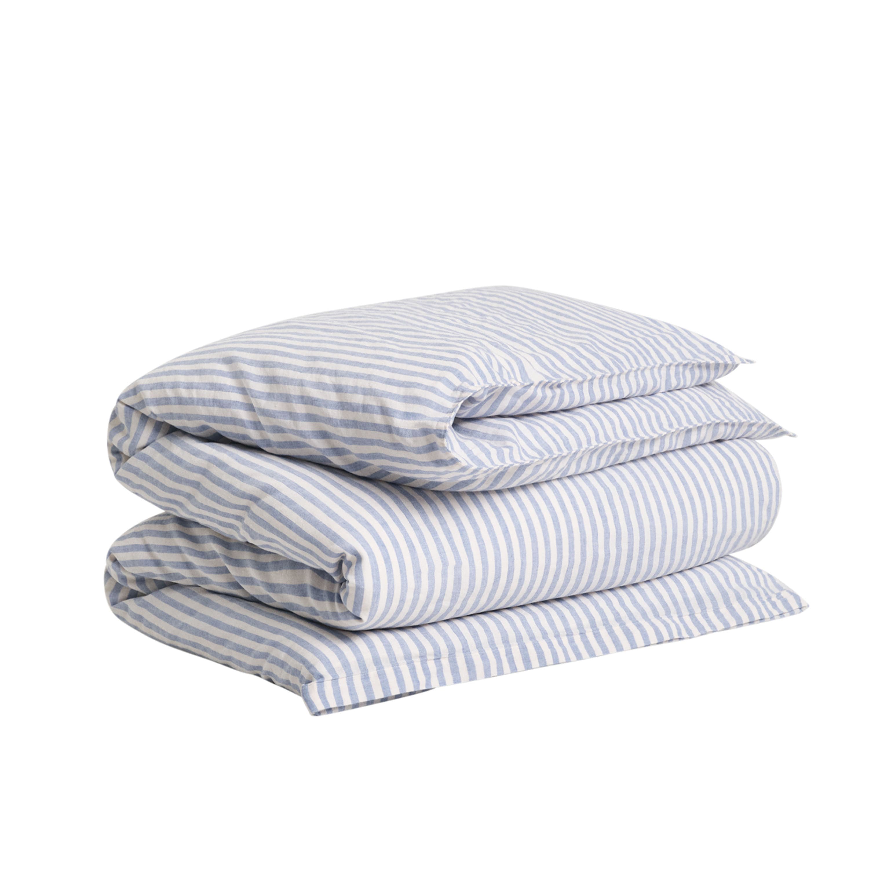 Cotton Linen Stripe Pussilakana Faded Denim 150x210