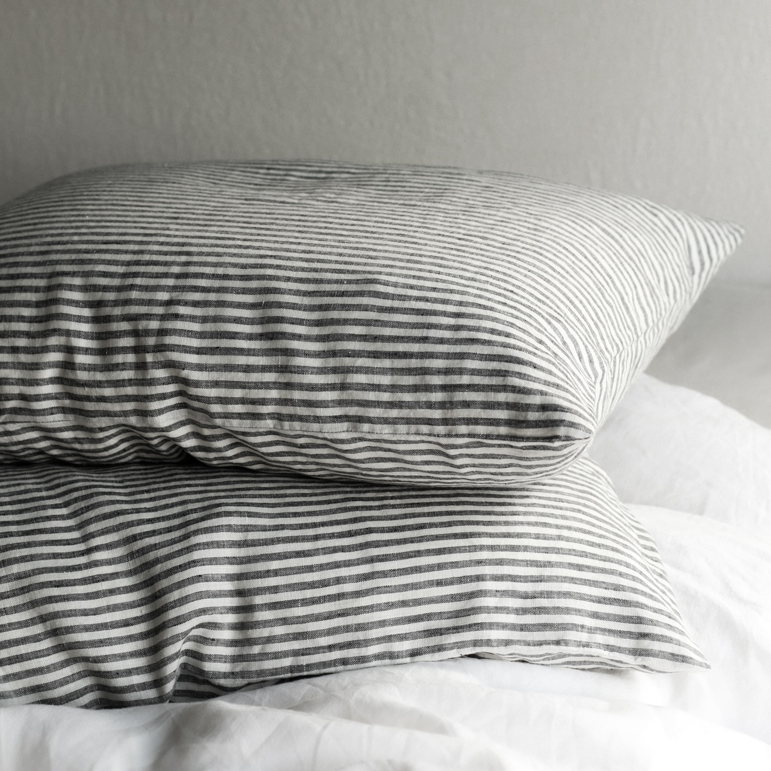Tyynyliina pellava grey/white 50x60 2-pack