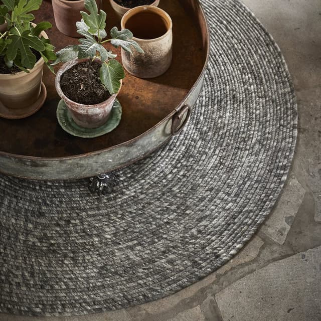 Merino Pyöreä villamatto Grey Ø160 cm