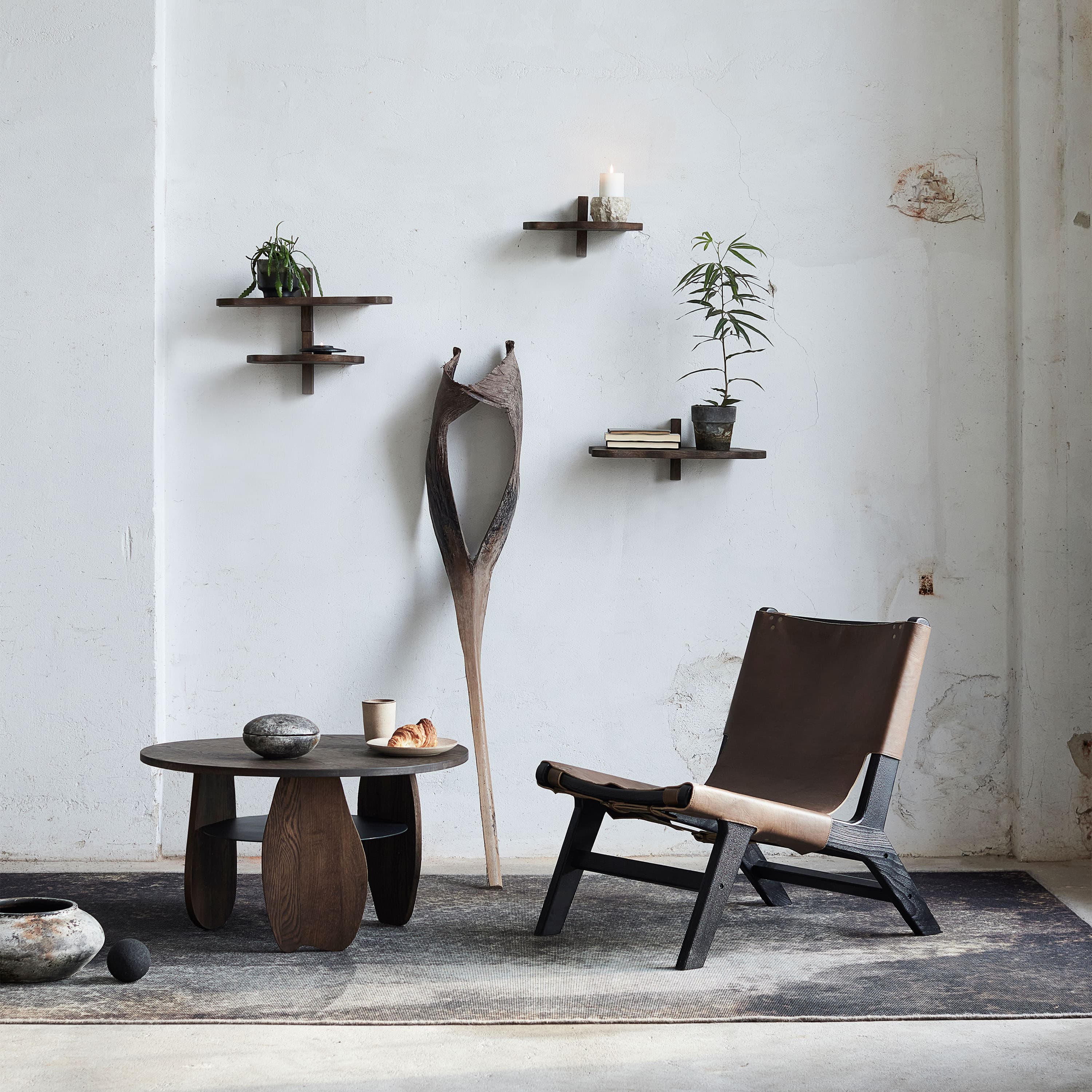 Ishi Sohvapöytä Dark Oil Oak/Metal Ø80