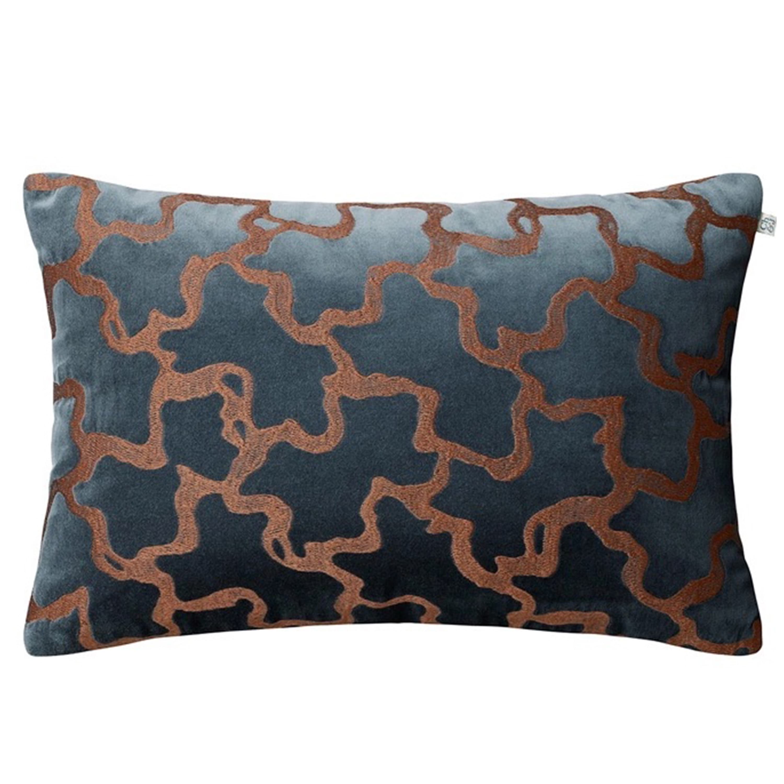 Chand Tyynynpäällinen Sametti Sea Blue/Cognac 40 x 60