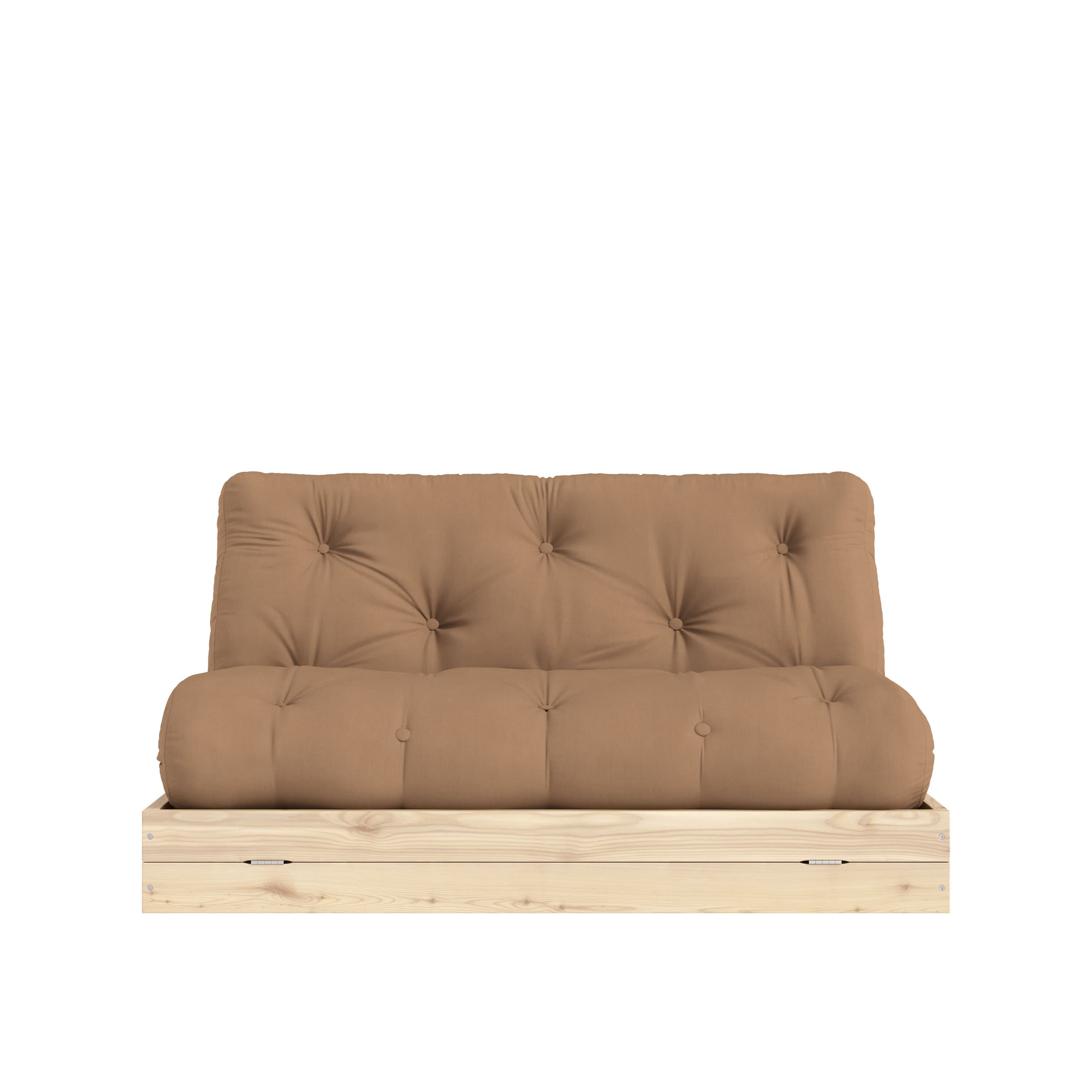 Flip Vuodesohva Raw patjalla Mocca 140x200