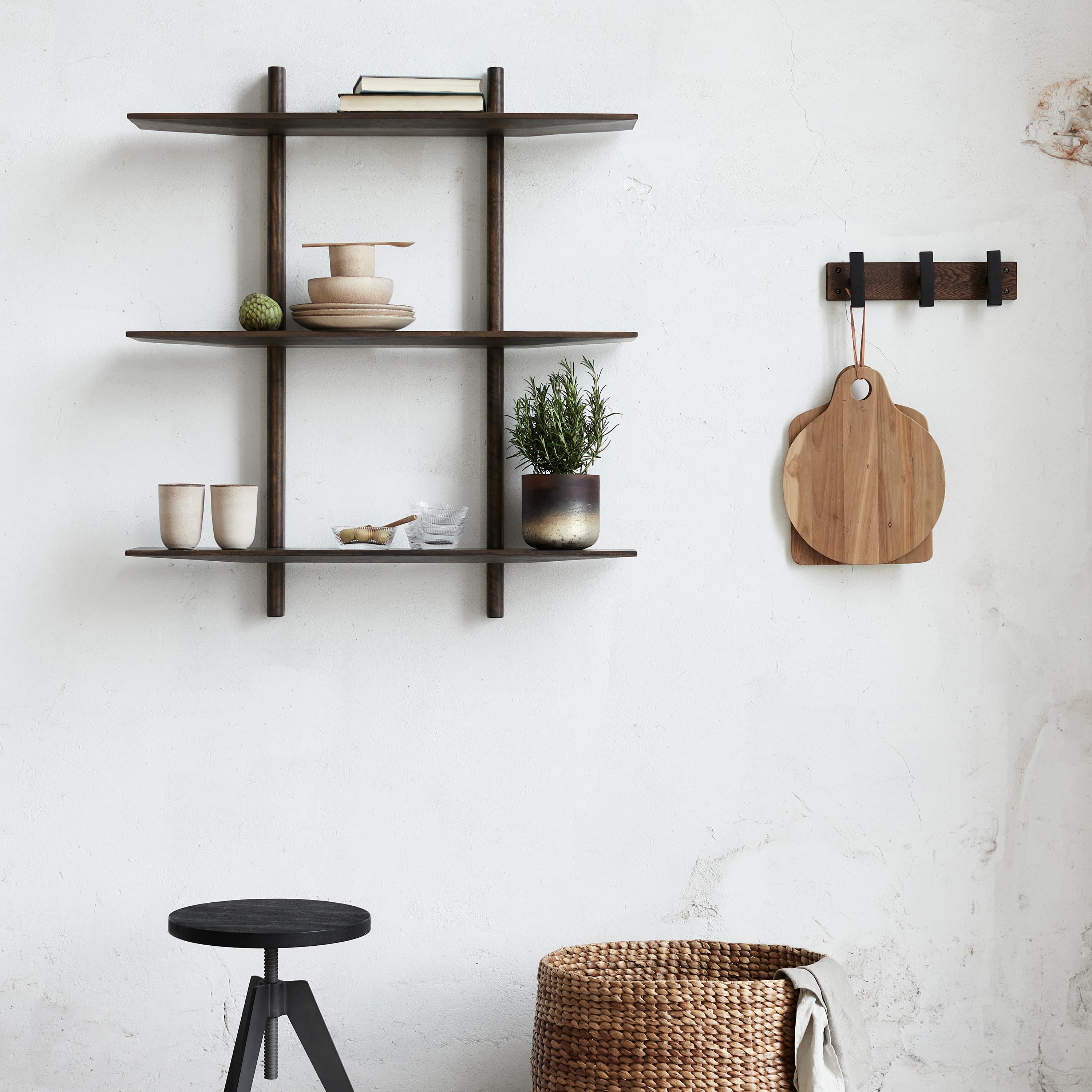 Noir Seinä­hylly Dark Oil Oak Large
