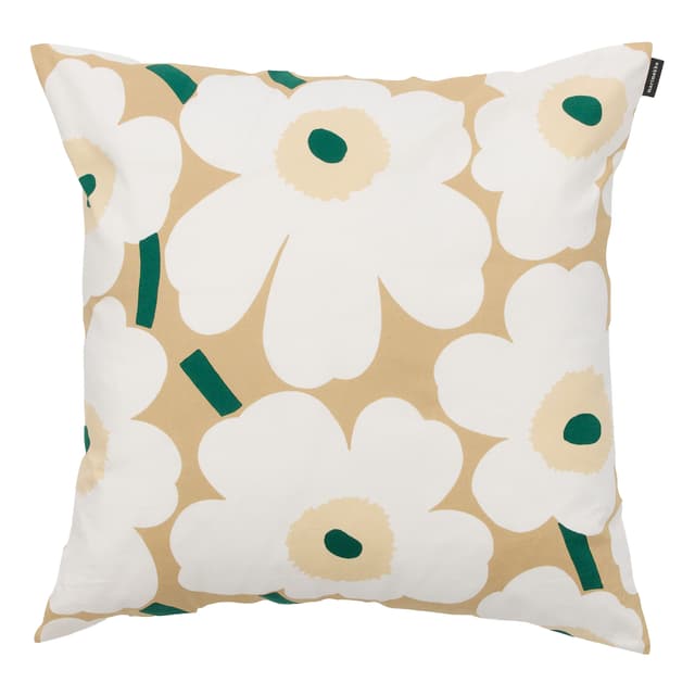 Pieni Unikko Tyynynpäällinen Sand/White/Hay/Emerald 50x50