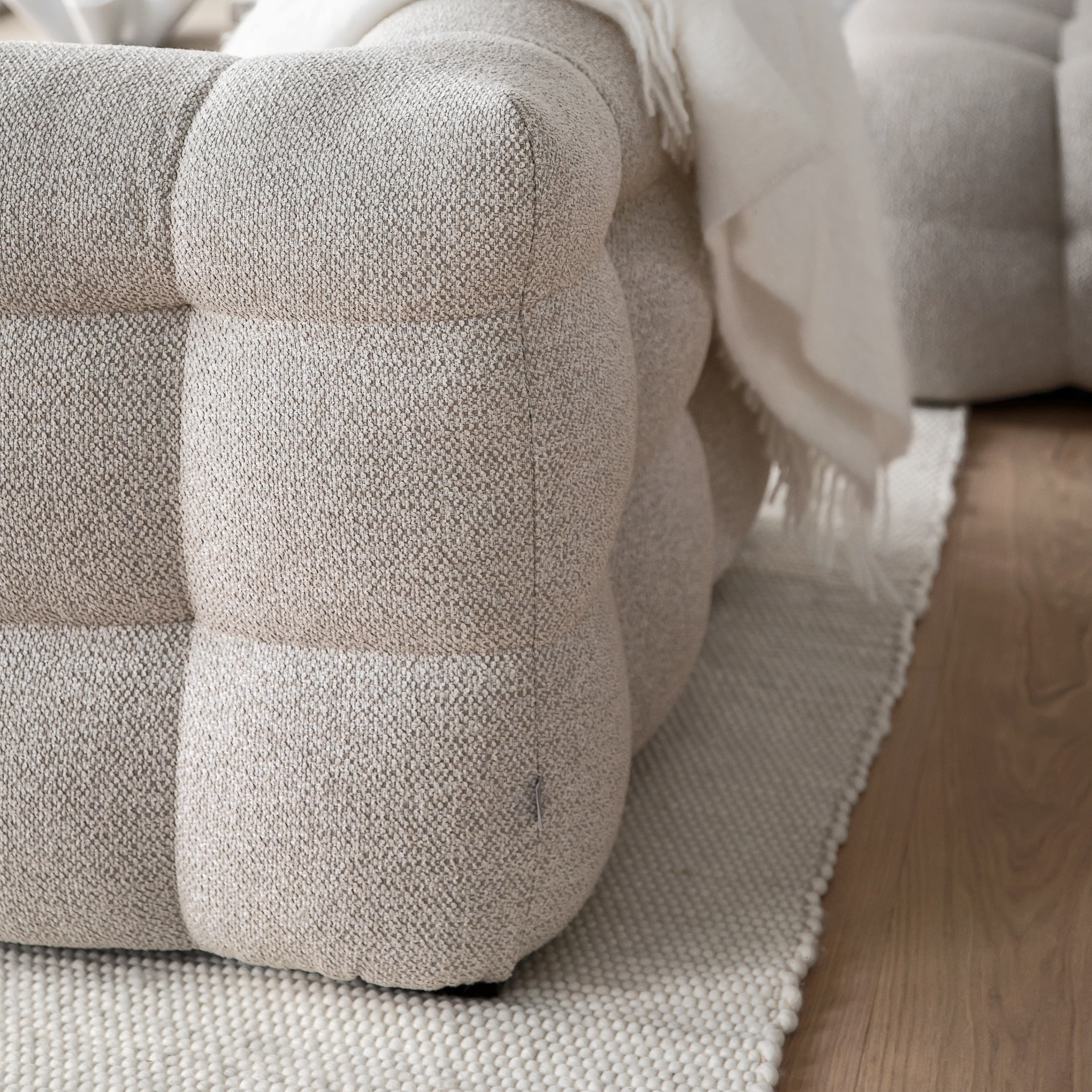 Billie 1.5-istuttava Sivumoduuli Vasen Käsinoja Beige Bouclé 141cm
