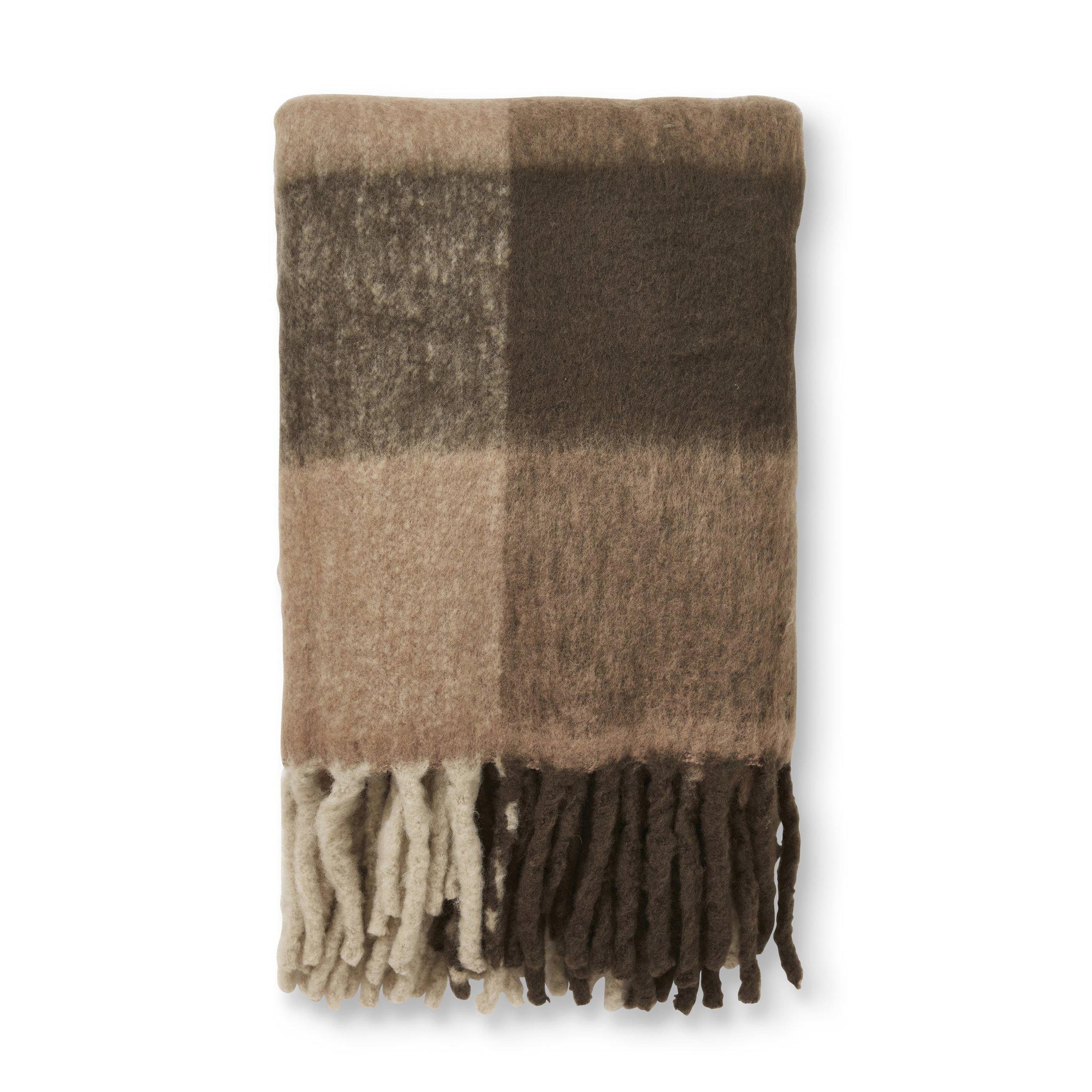 Brown Check Mohair Torkkupeitto 130x170