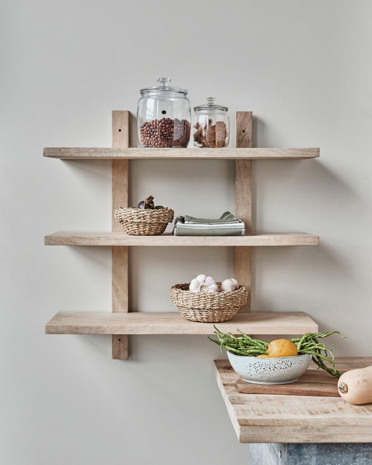 Set Seinähylly Luonnonväri 75x75