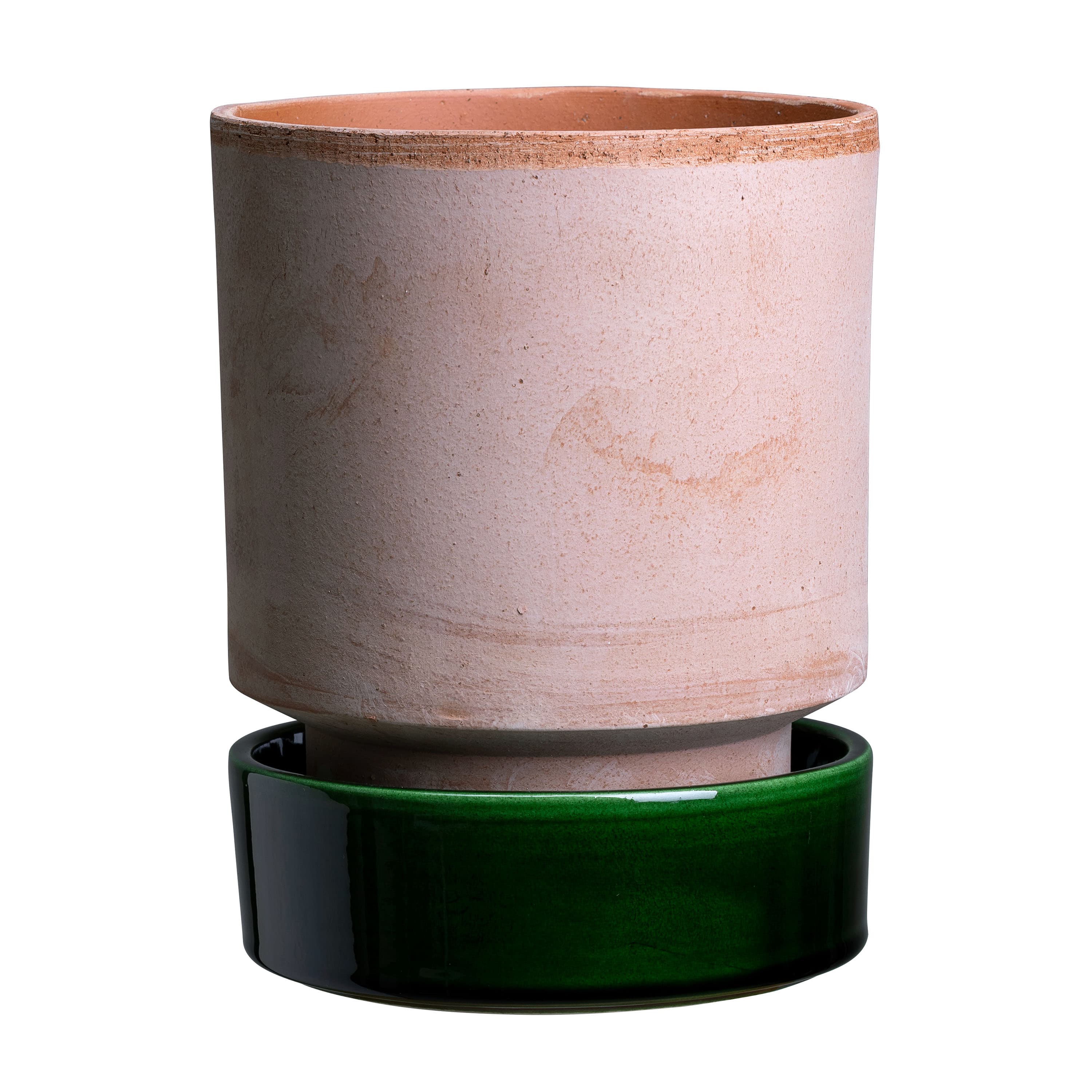 Hoff Ruukku aluslautasella Raw Rosa Lasitettu Emerald Green Ø8, 2-kpl