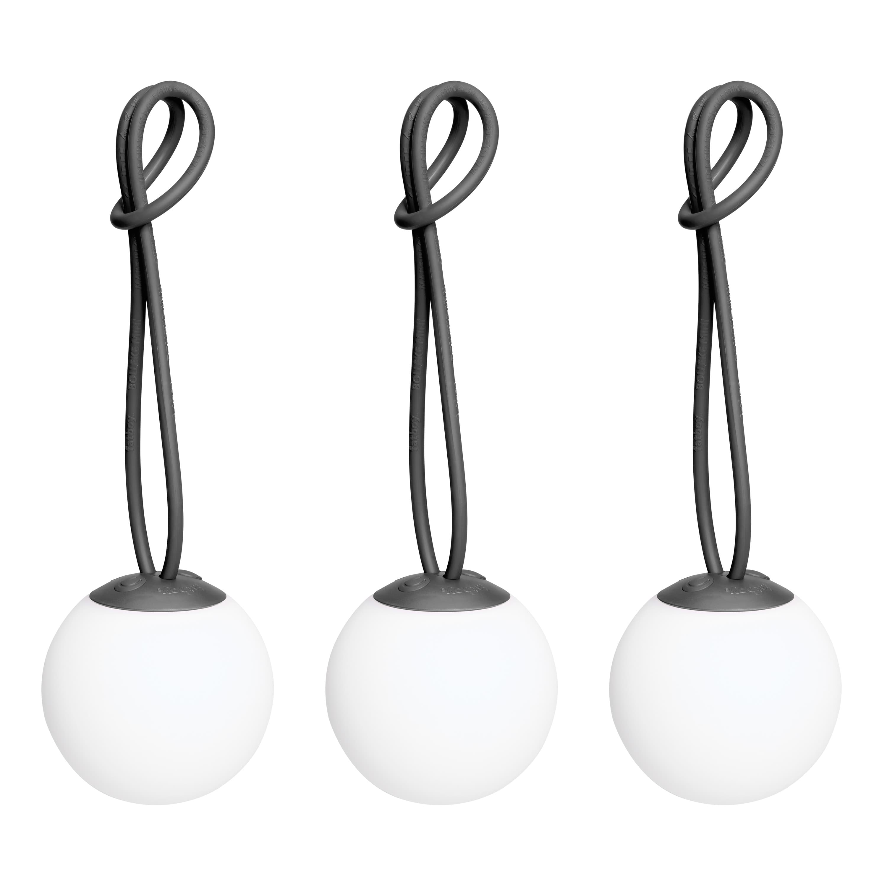 Bolleke Mini Kannettava Lamppu Anthracite 3-pack