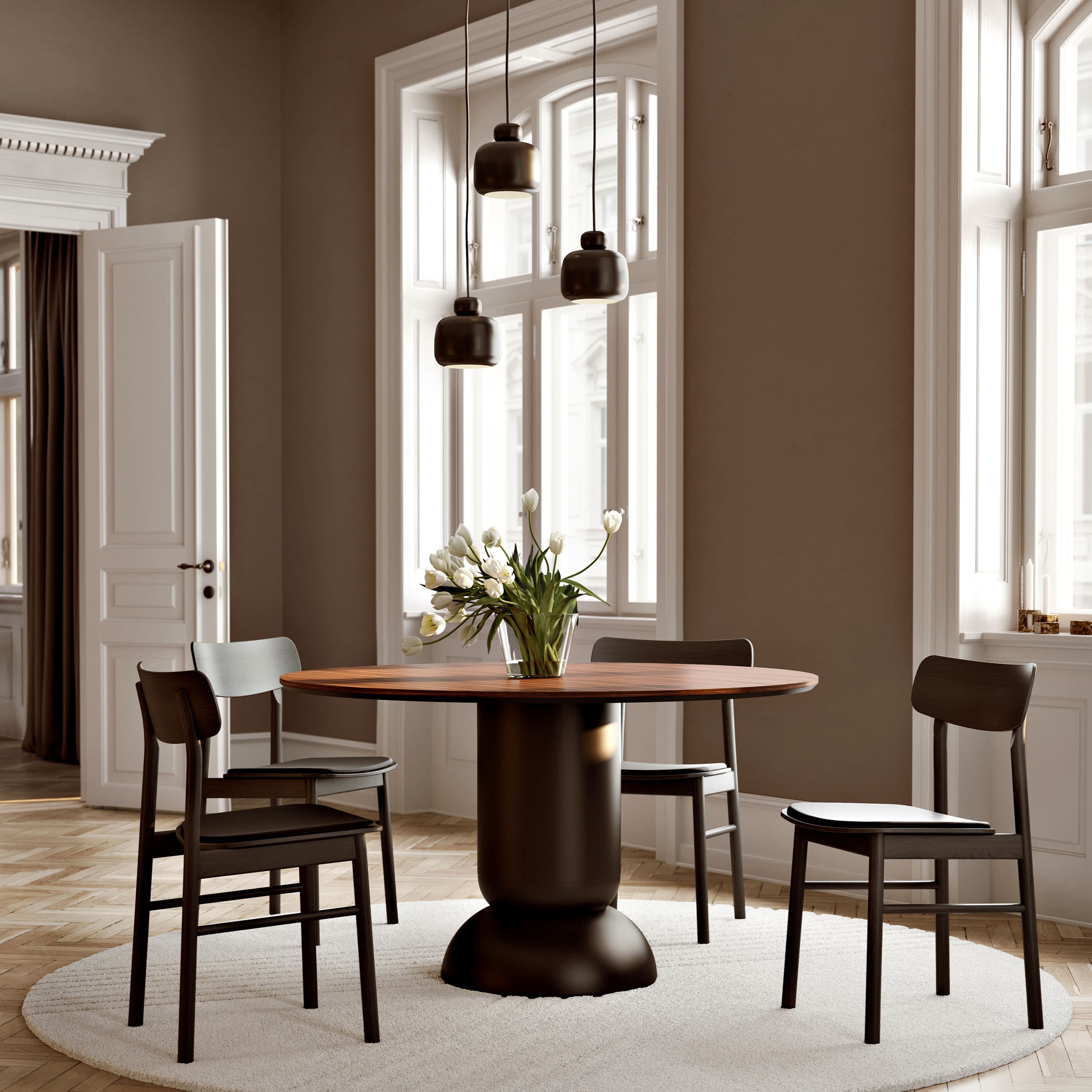 Ludo Ruokapöytä Walnut Ø130