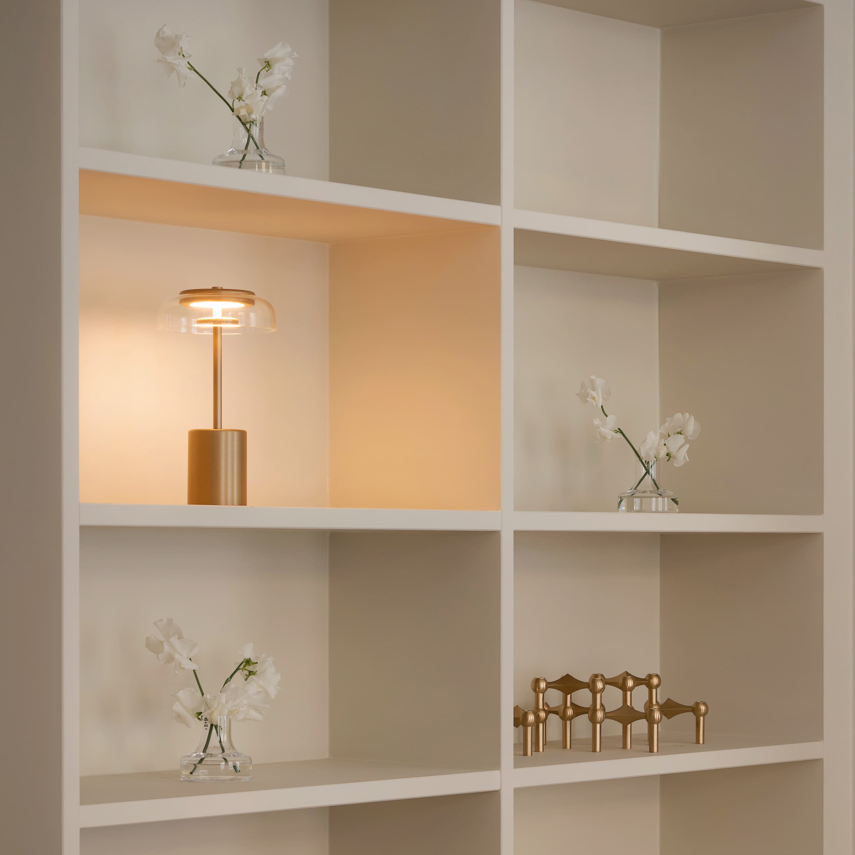 Blossi Mini Kannettava Pöytävalaisin Nordic Gold/Clear