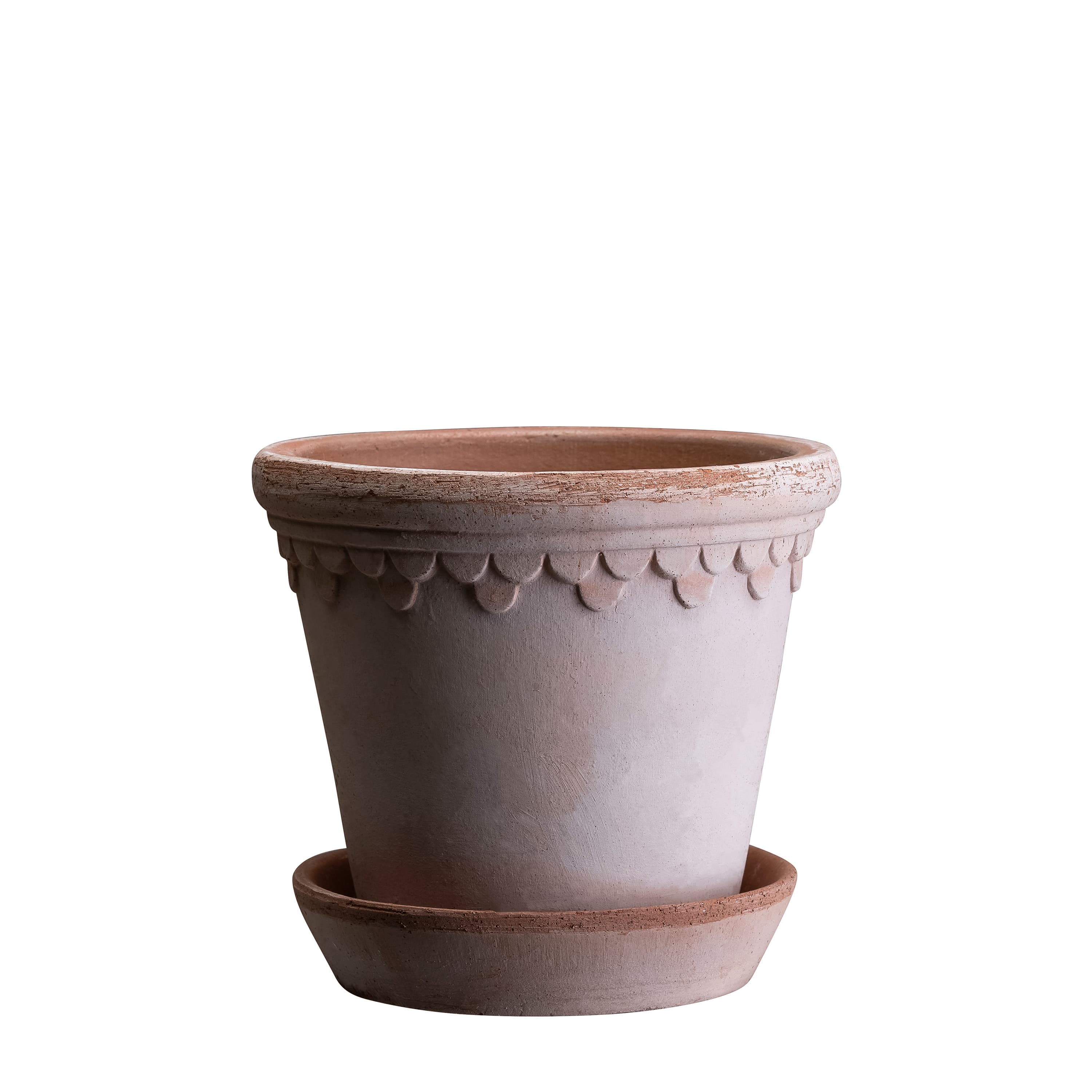 Københavner-ruukku lautasella Raw Pink Terracotta Ø16