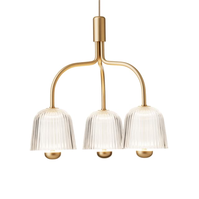 Asteea 3 Kattovalaisin Satin Brass/Ripple Clear