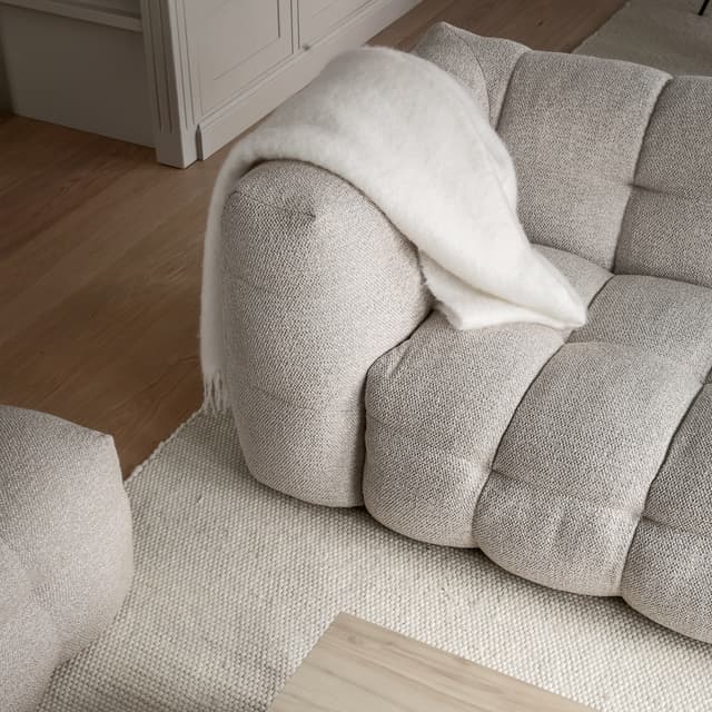 Billie 2-istuttava Sivumoduuli Oikea Käsinoja Beige Bouclé 174cm