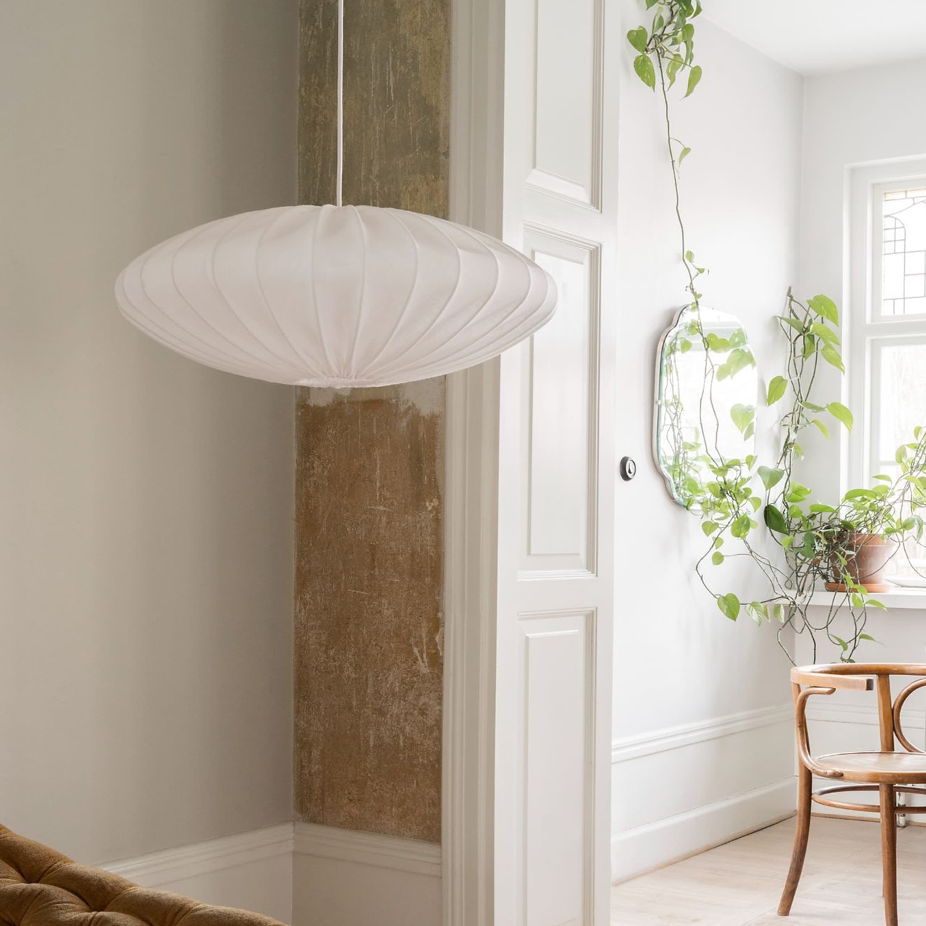 Ellipse Kattovalaisin Pellava Valkoinen 65 cm