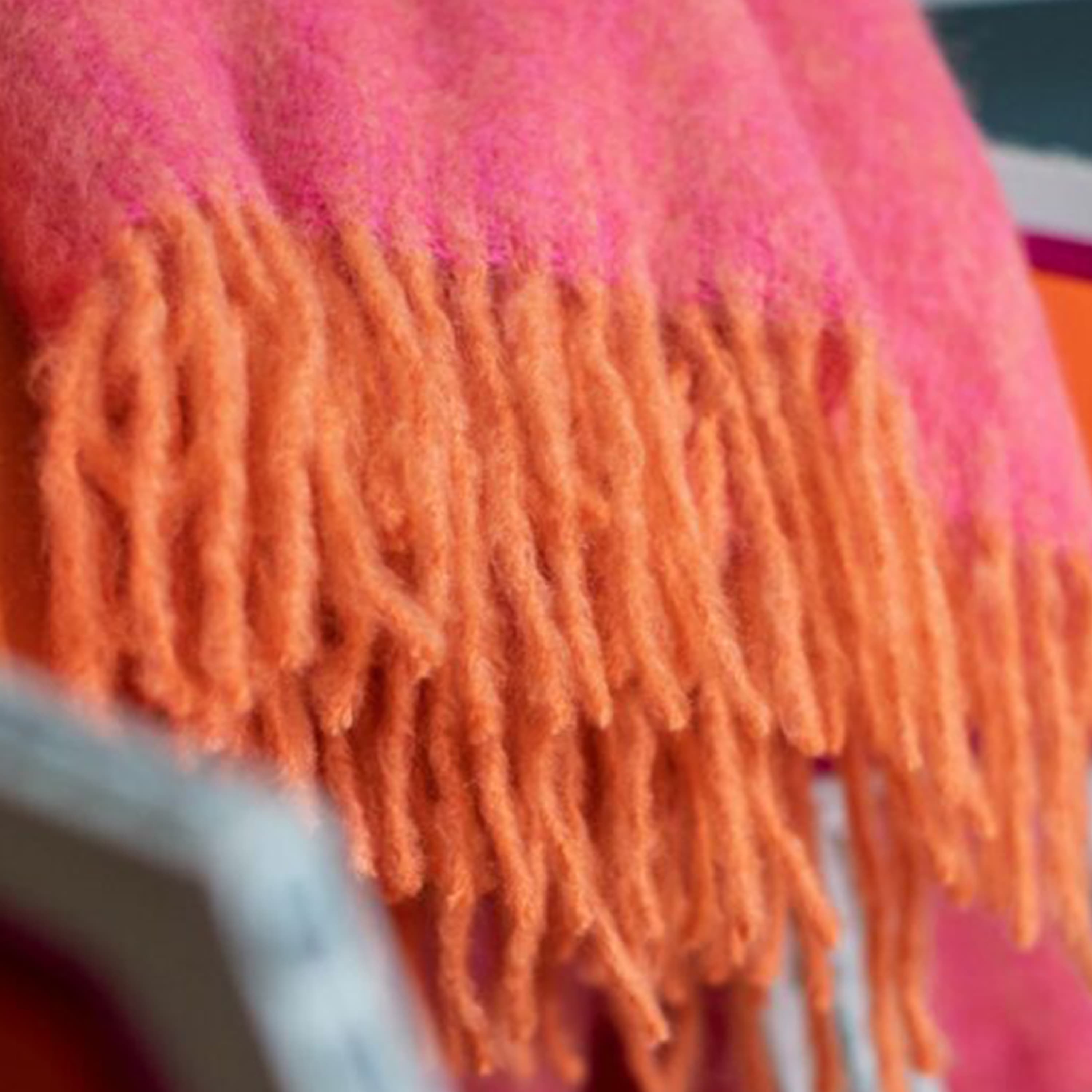 Mohair torkkupeitto mellow rose/brick melange