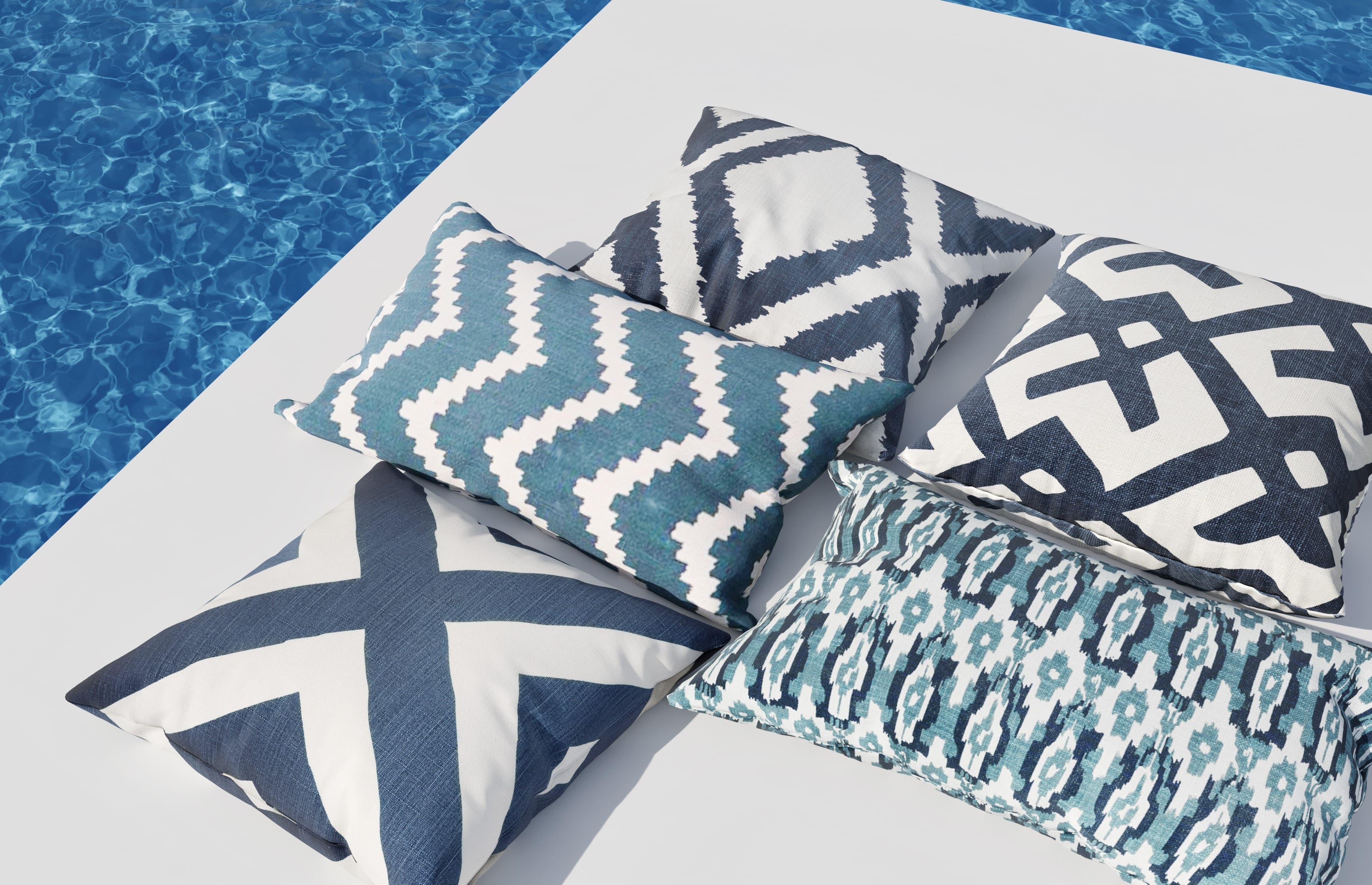 Ikat Sema Outdoor Koristetyyny Riviera Blue 40x60