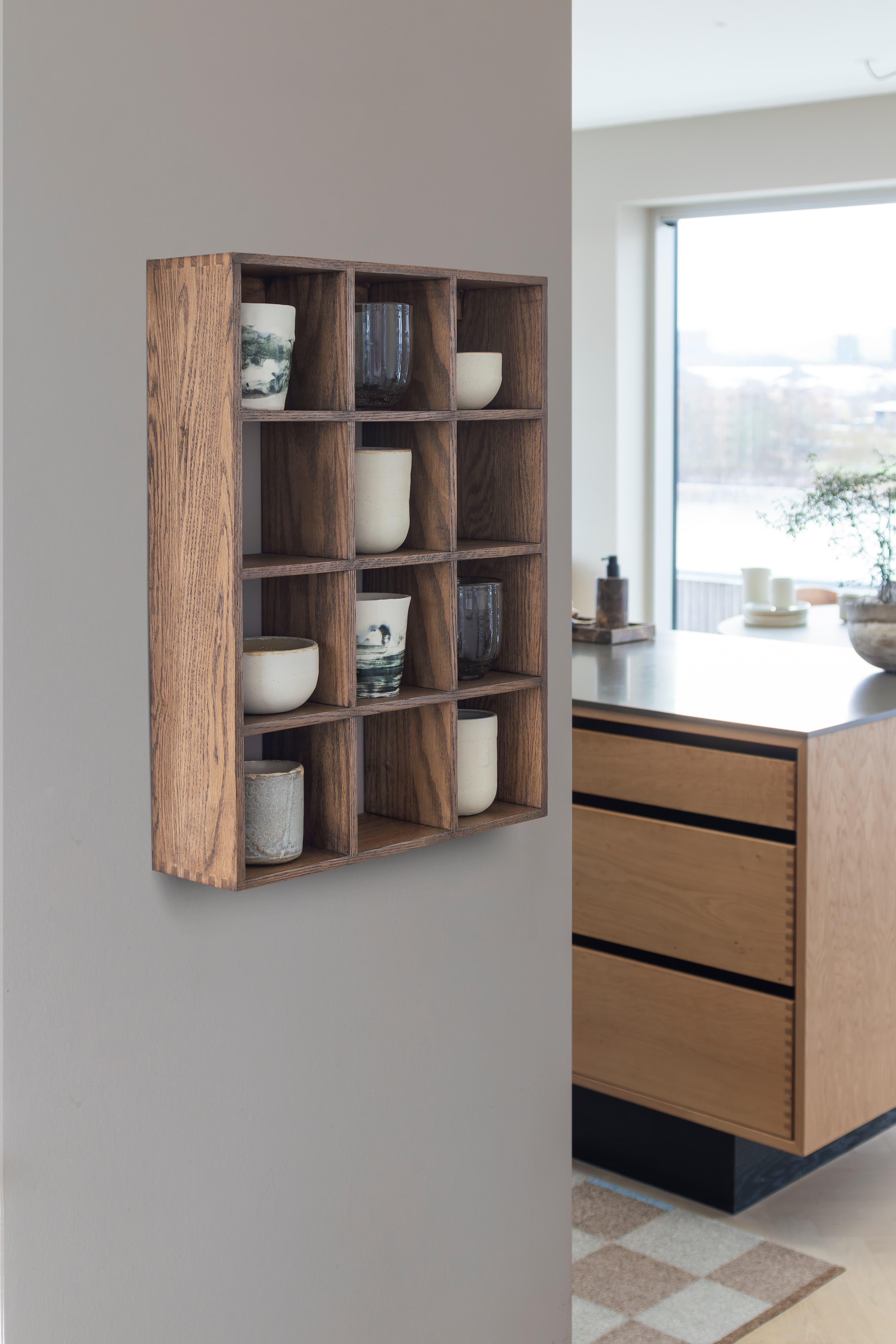 Showcase set box hylly tammi dark oiled 53 cm