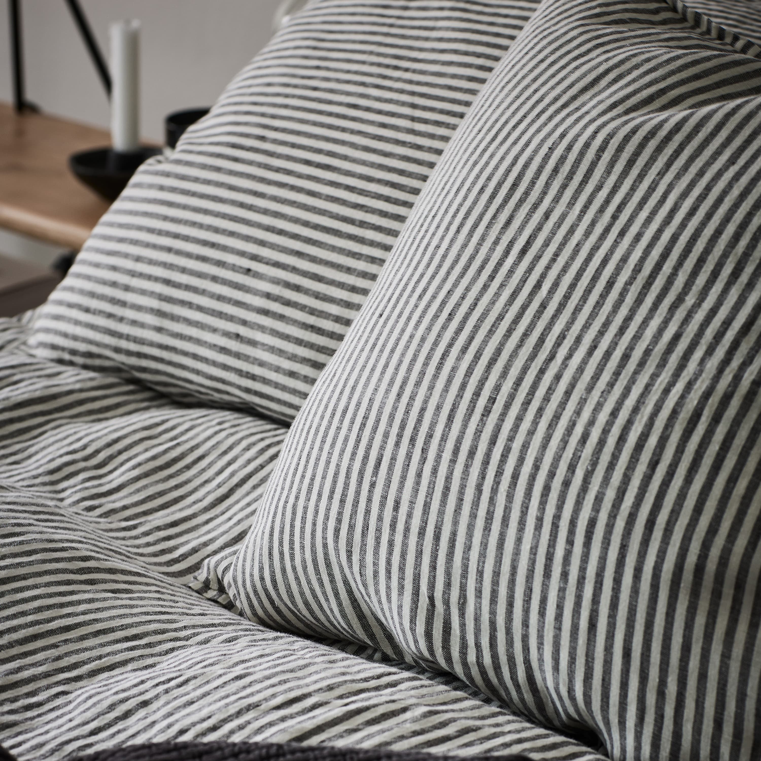 Tyynyliina pellava grey/white 50x60 2-pack