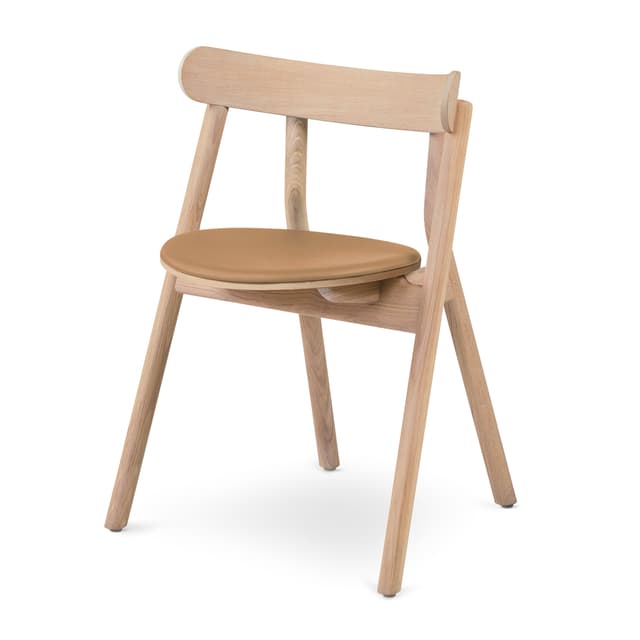Oaki Ruokatuoli Brown Leather/Light Oak