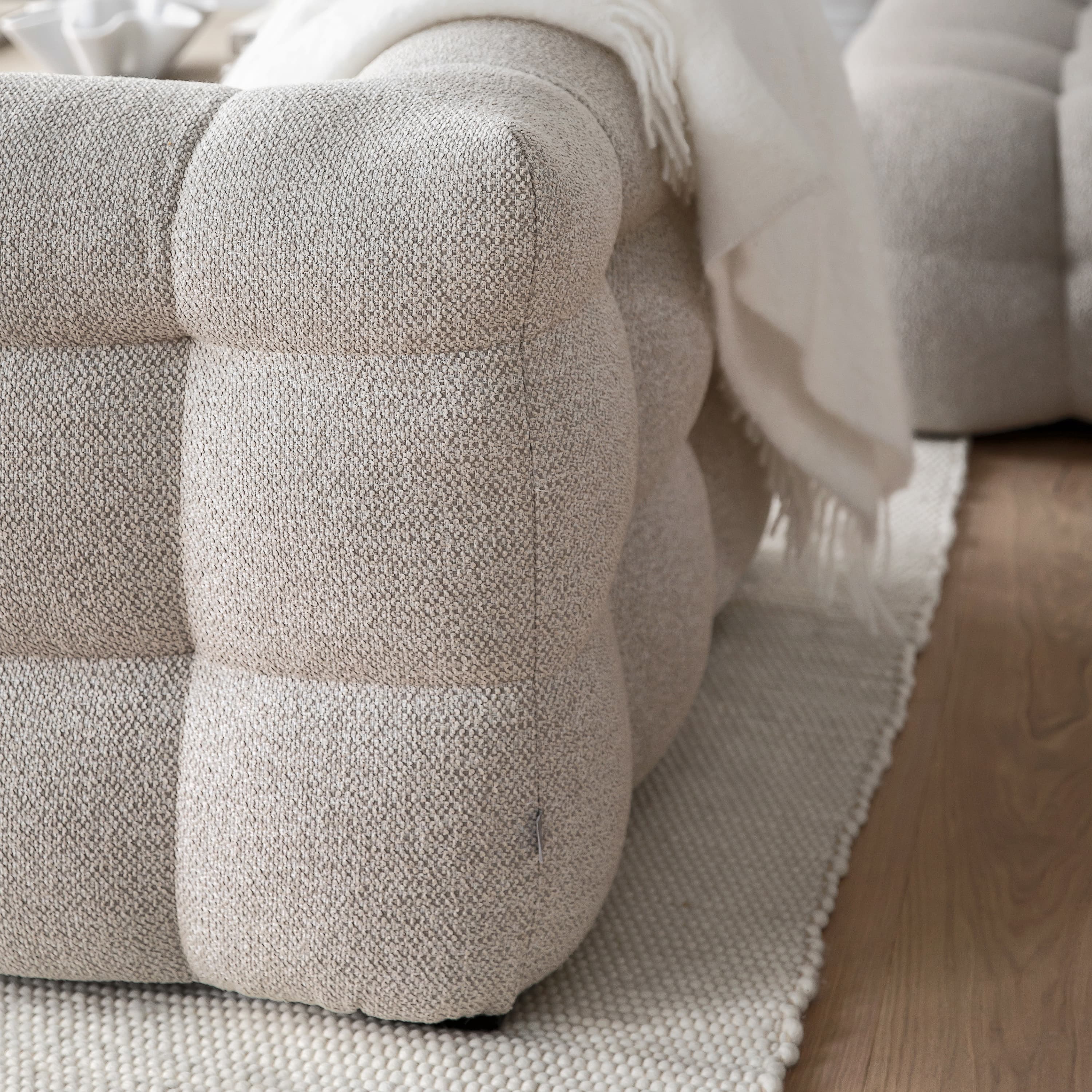 Billie 2-istuttava Sivumoduuli Vasen Käsinoja Beige Bouclé 174cm