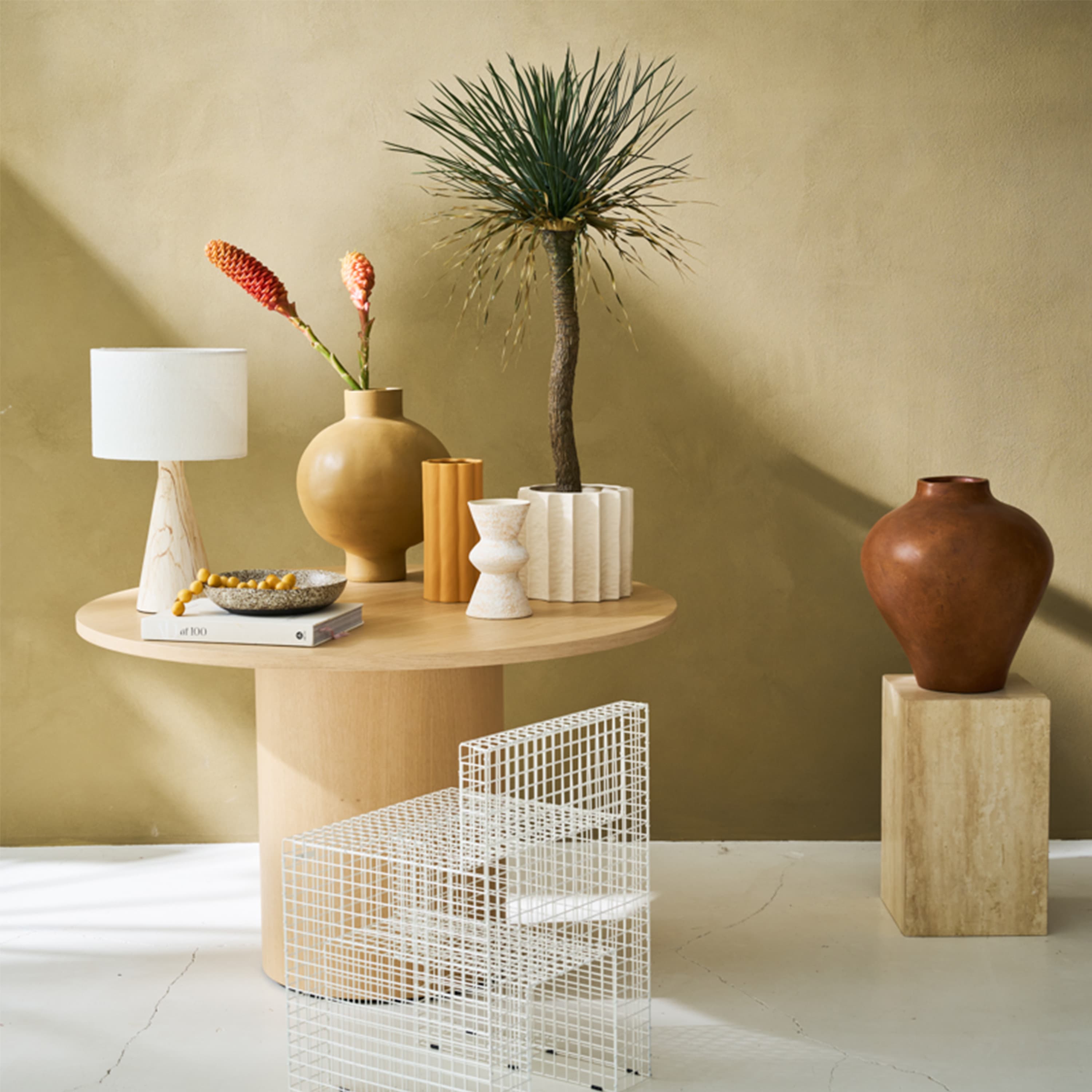 Jun Pöytävalaisin Tavertine/White 50cm