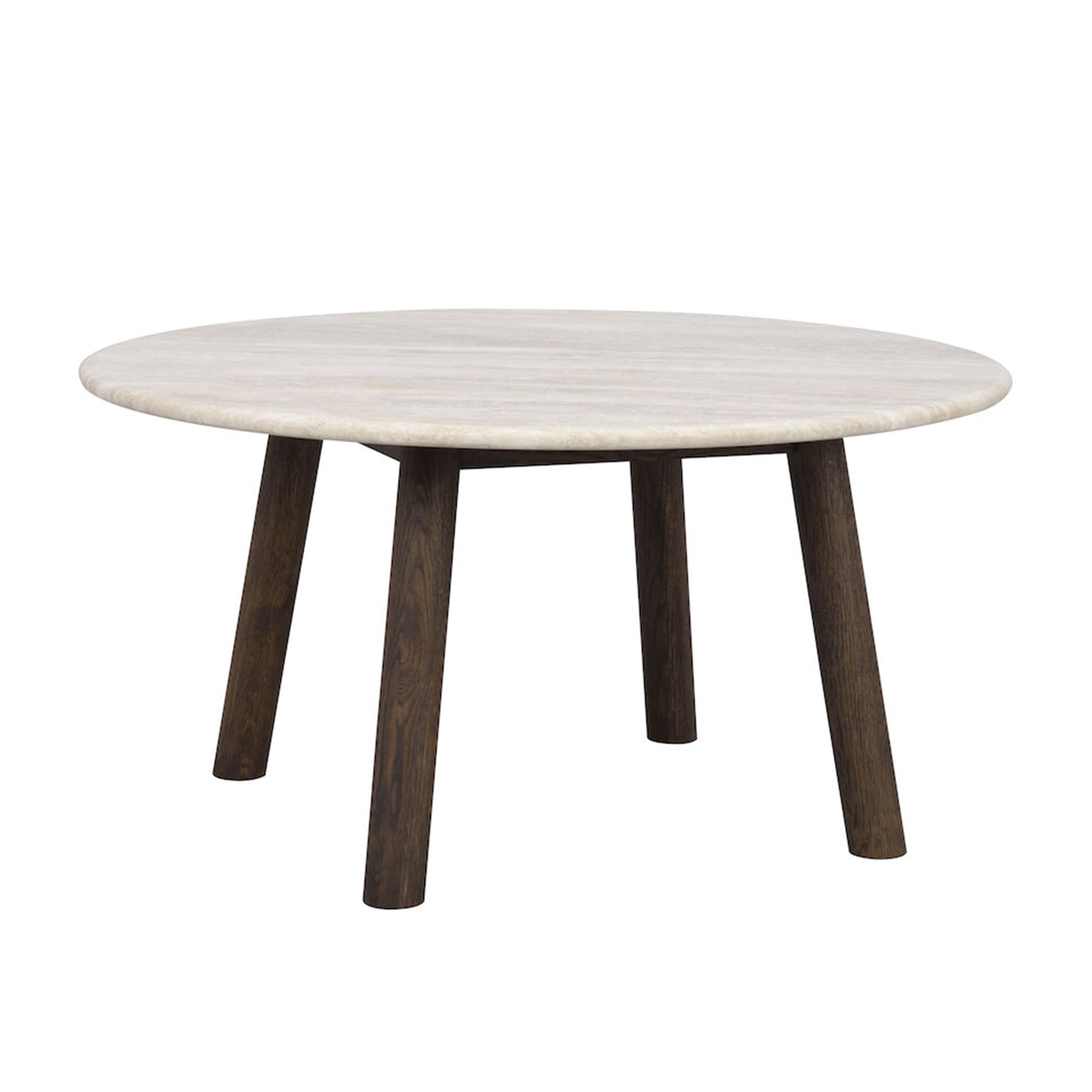 Taransay Soffbord Beige Travertin/Brun Ek Ø90