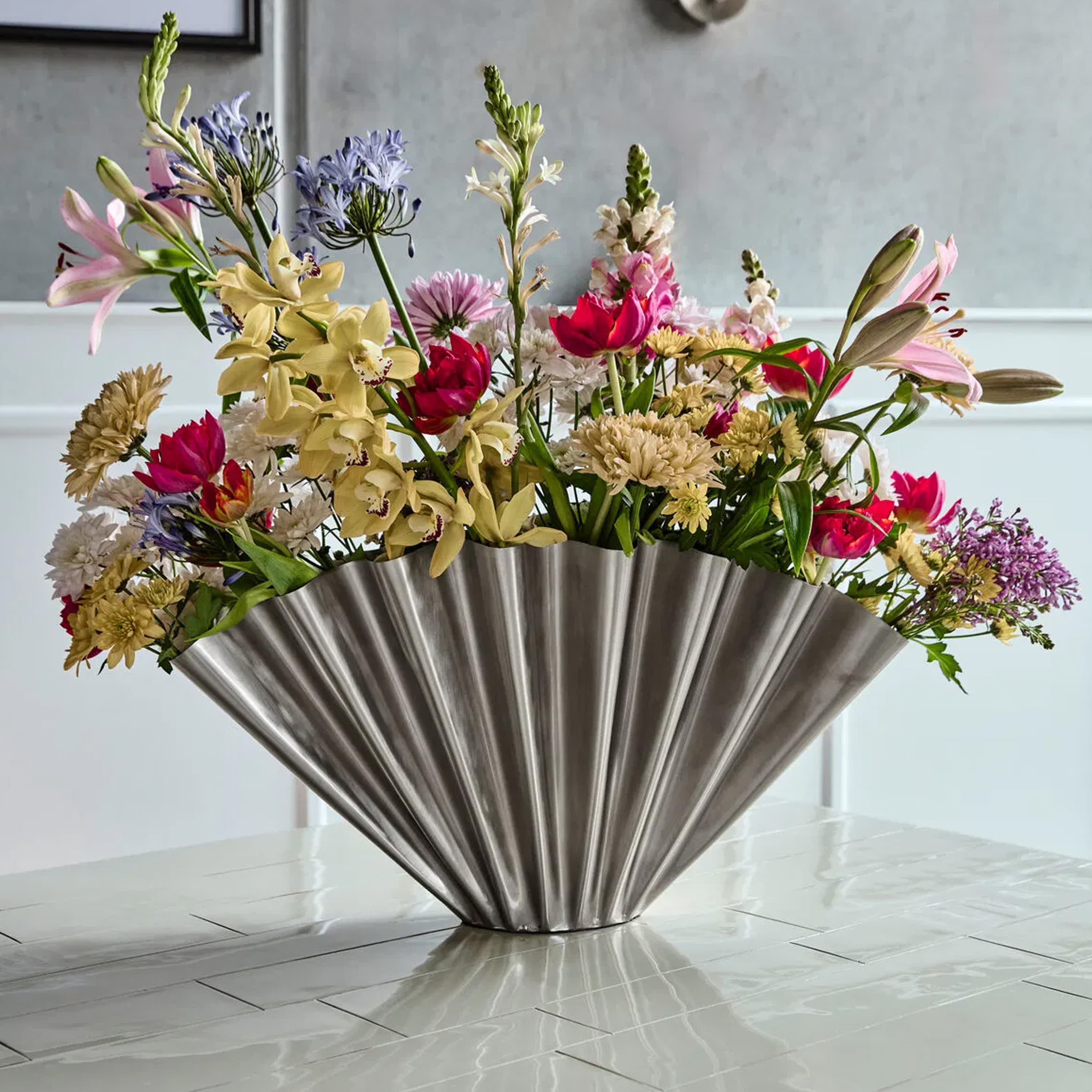 Flood Maljakko Brushed silver finish 30cm