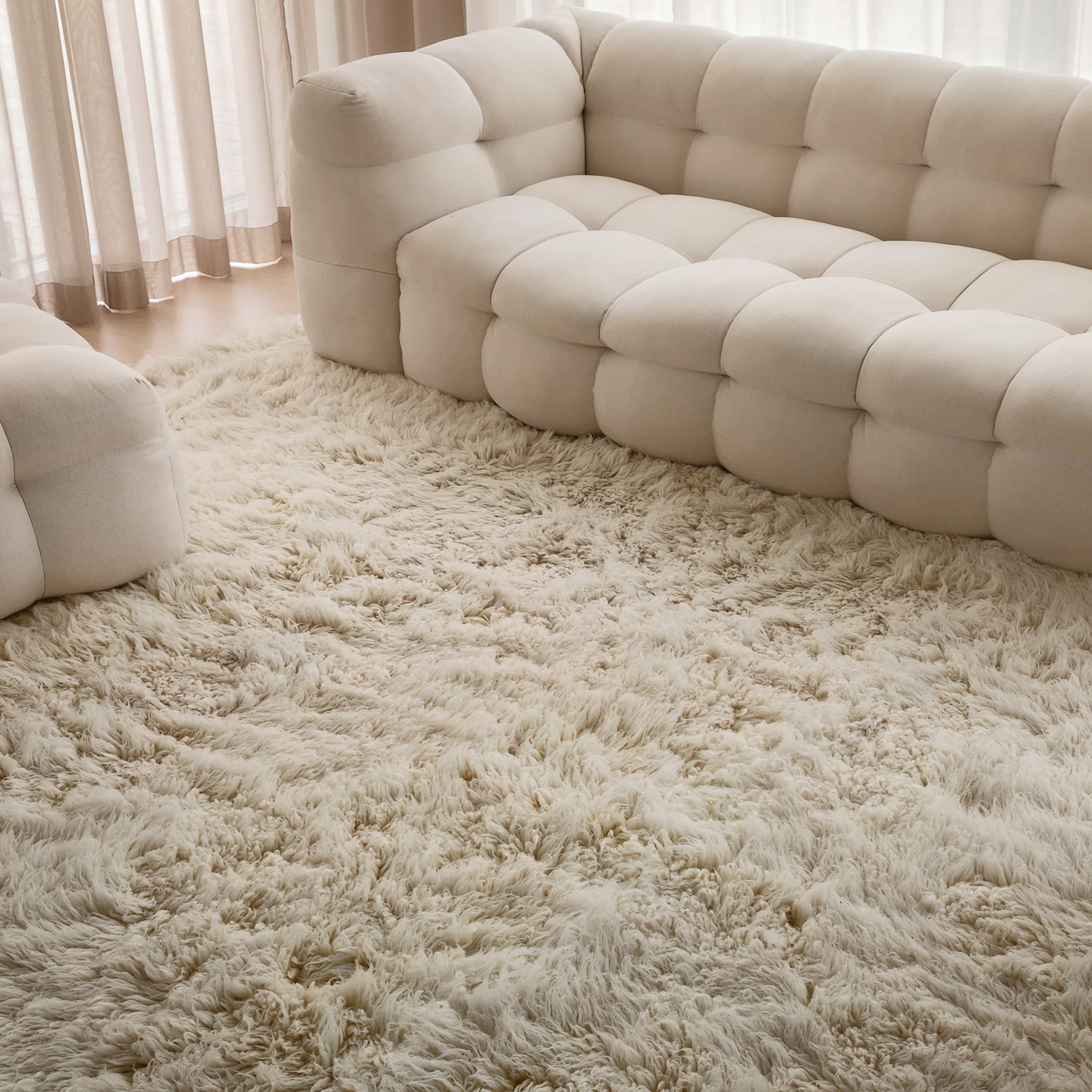 Fluffy Flokati Matto White 200x300