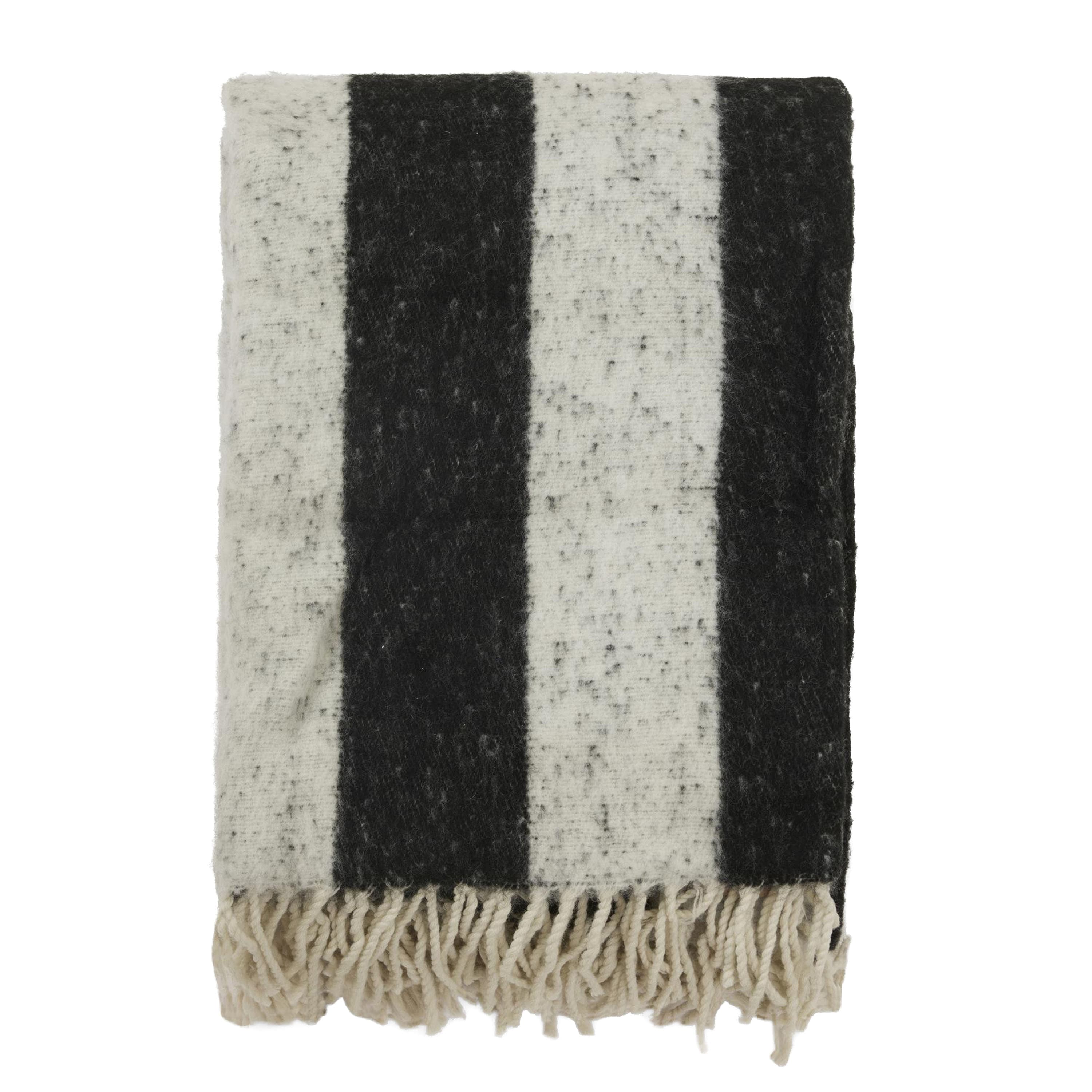 Zara blockstripe torkkupeitto norsunluu/musta 130x170