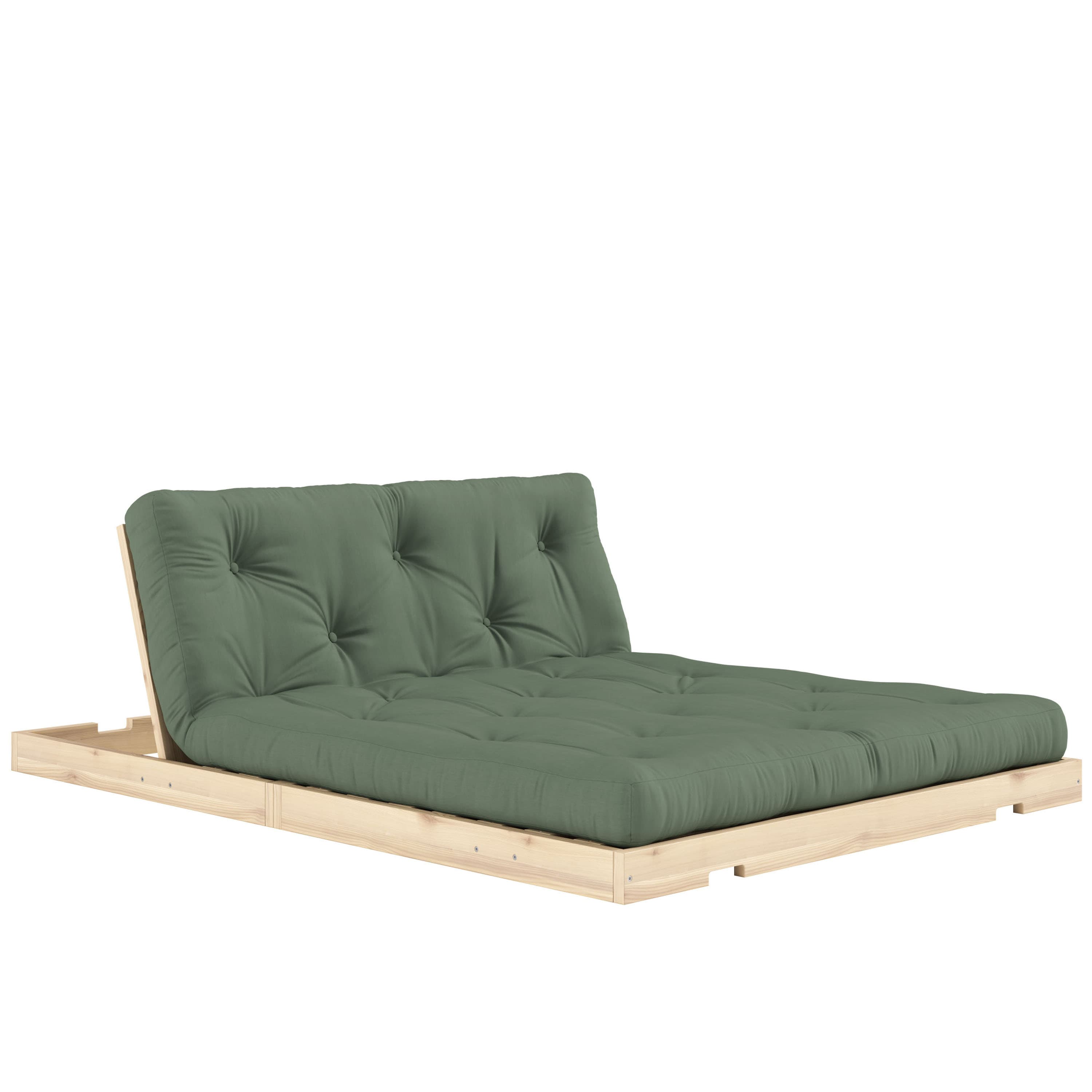Flip Vuodesohva Raw patjalla Olive Green 140x200