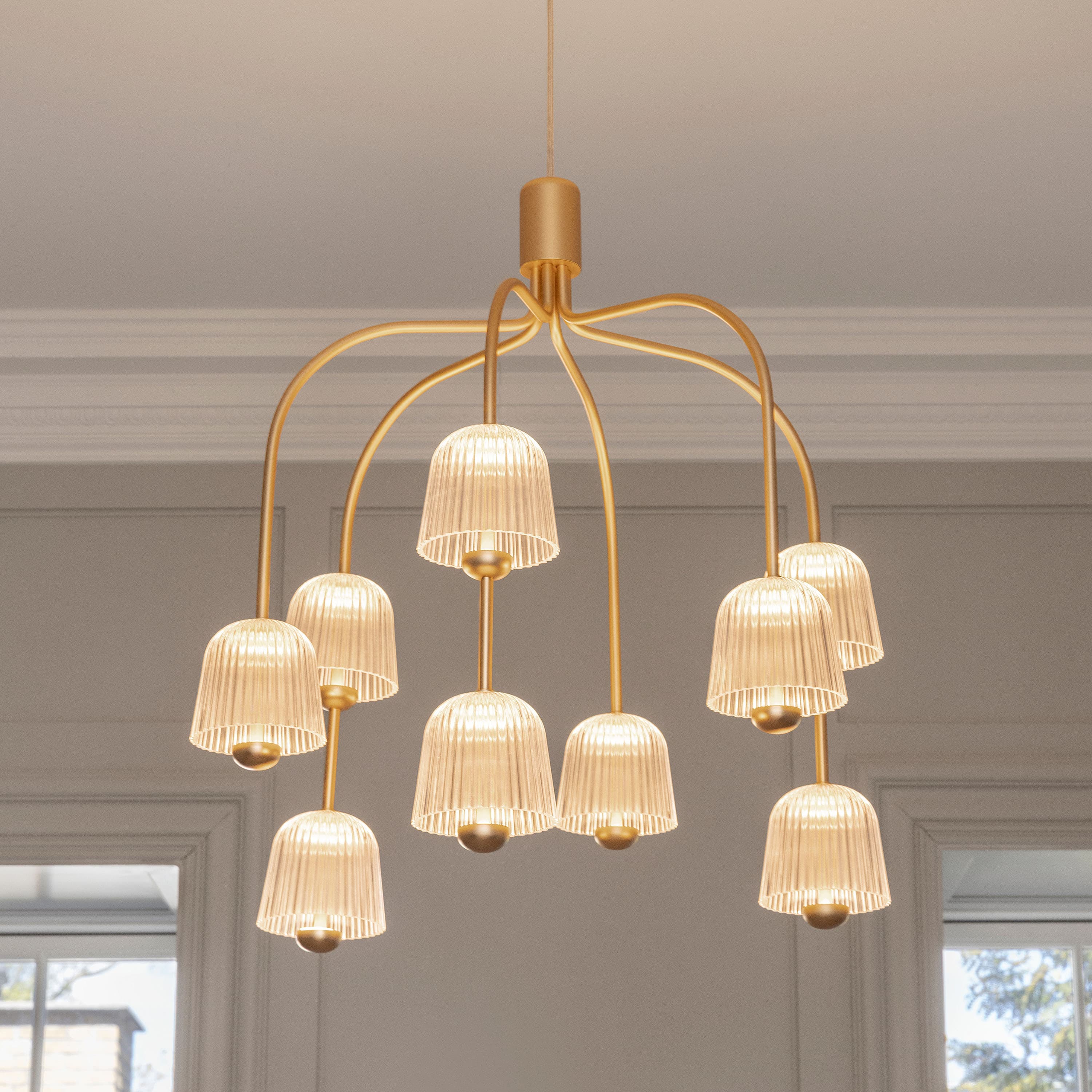 Asteea 9 Kattovalaisin Satin Brass/Ripple Clear