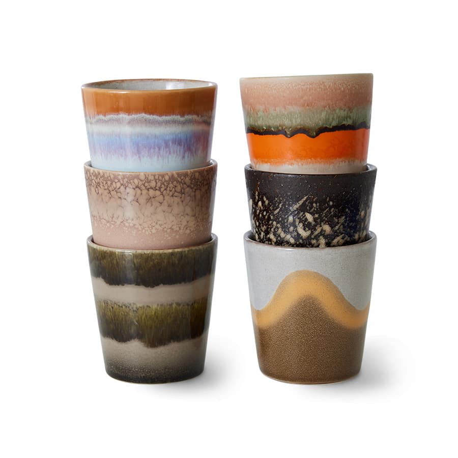 70s Ceramics Kahvikuppi Elements 6 kpl
