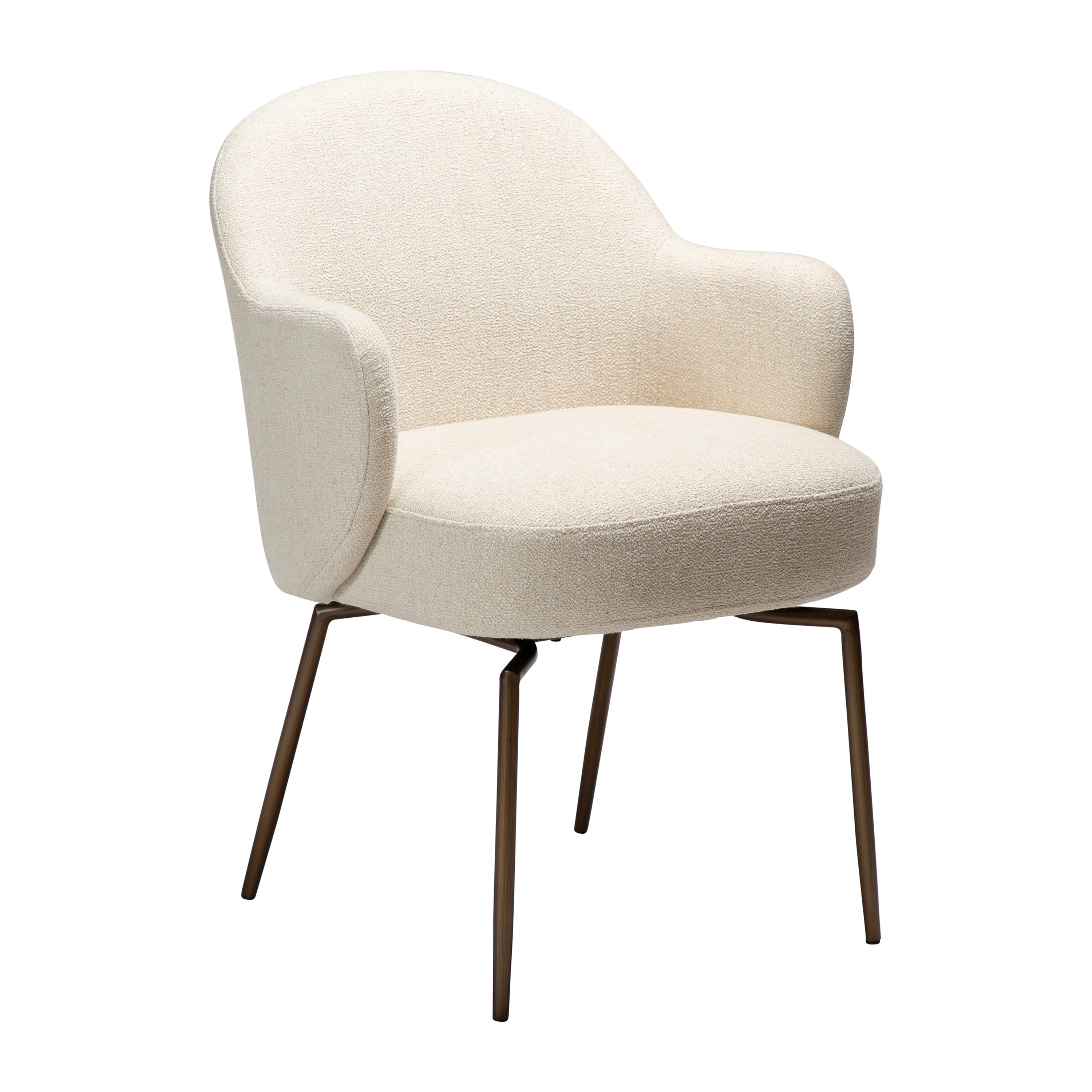 Bae Swivel Tuoli Simply Beige Bouclé/Antique Brass