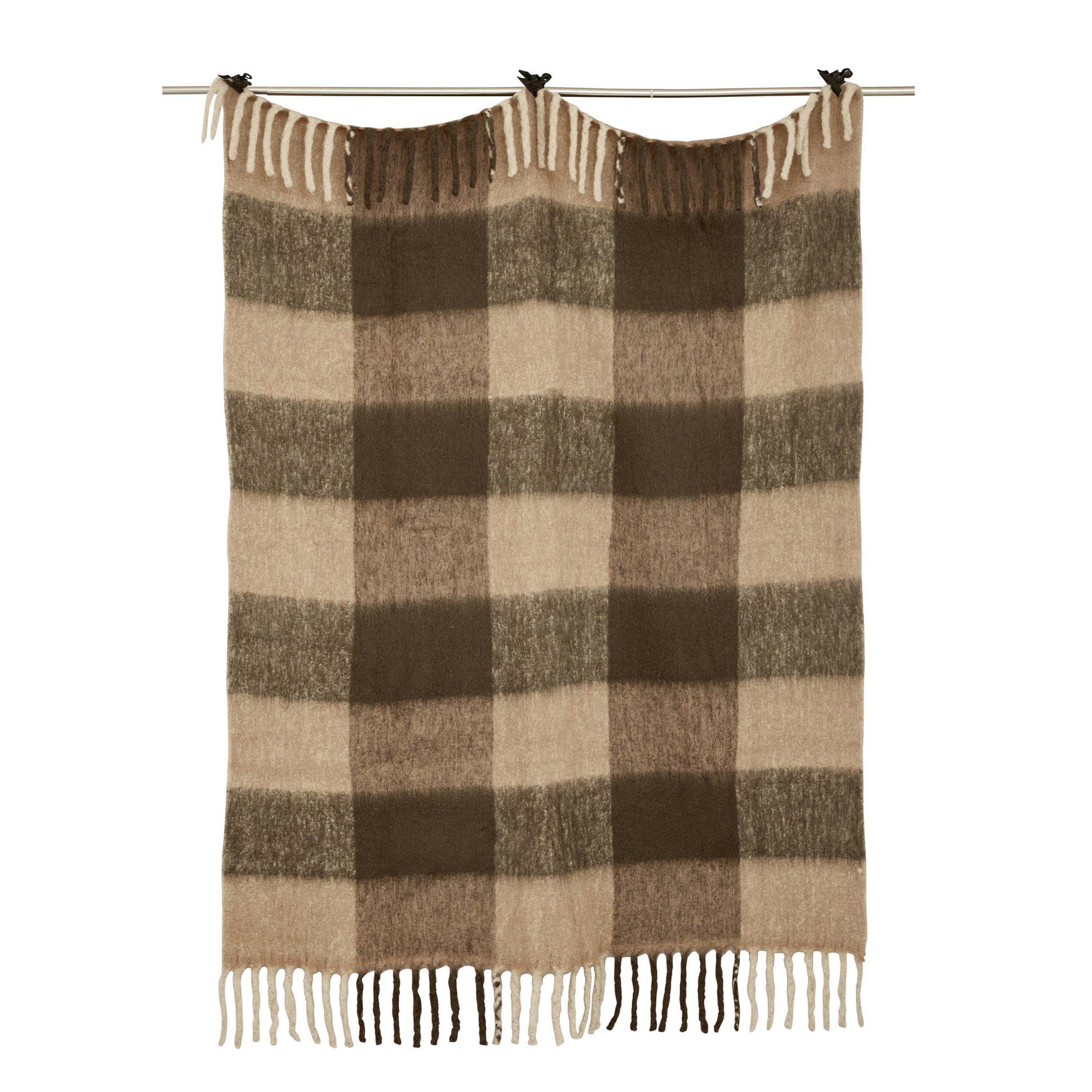 Brown Check Mohair Torkkupeitto 130x170