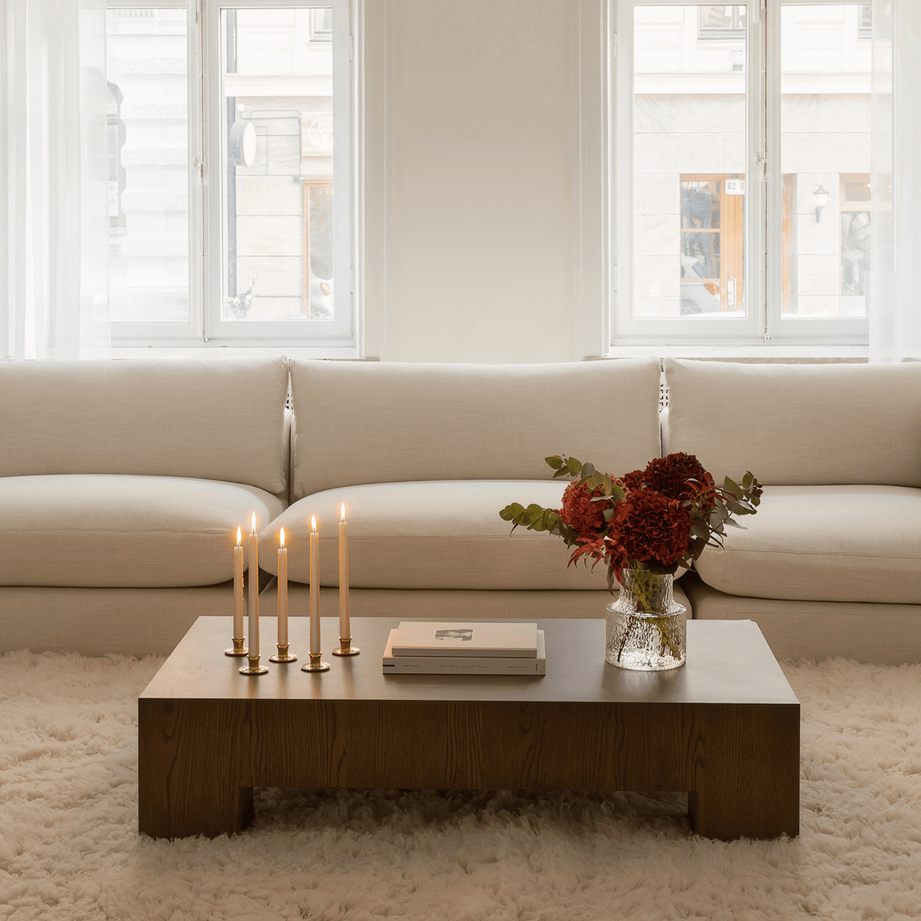 Chunky Sohvapöytä Ruskeaksi Petsattu Tammi 130x70