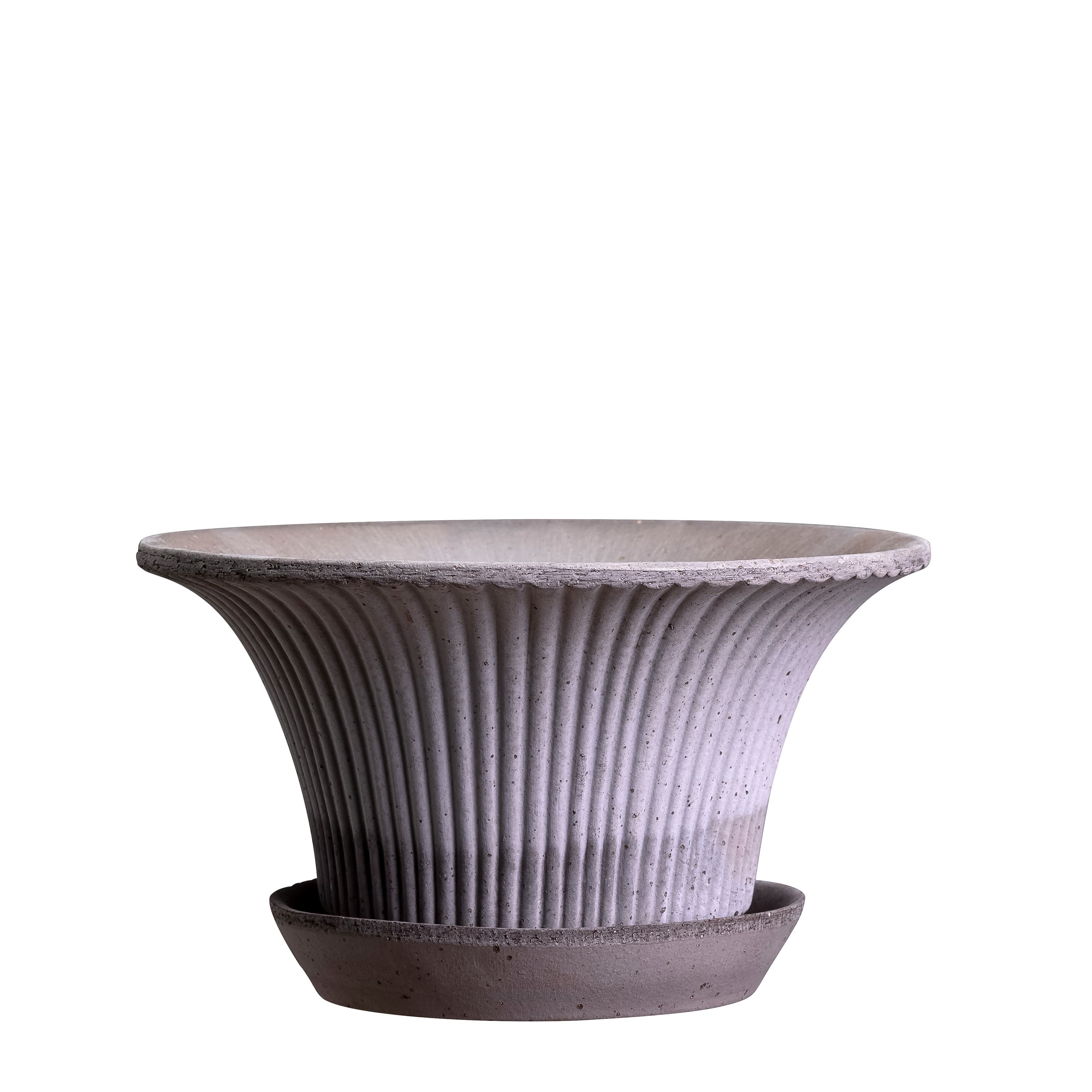 Daisy‑ruukku aluslautasella Raw Grey Terrakotta Ø25