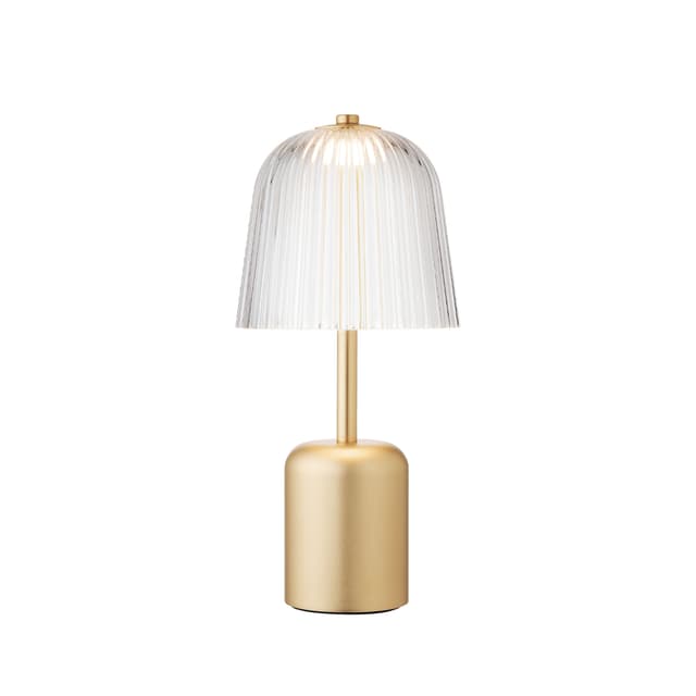 Asteea Kannettava Pöytävalaisin Satin Brass/Ripple Clear